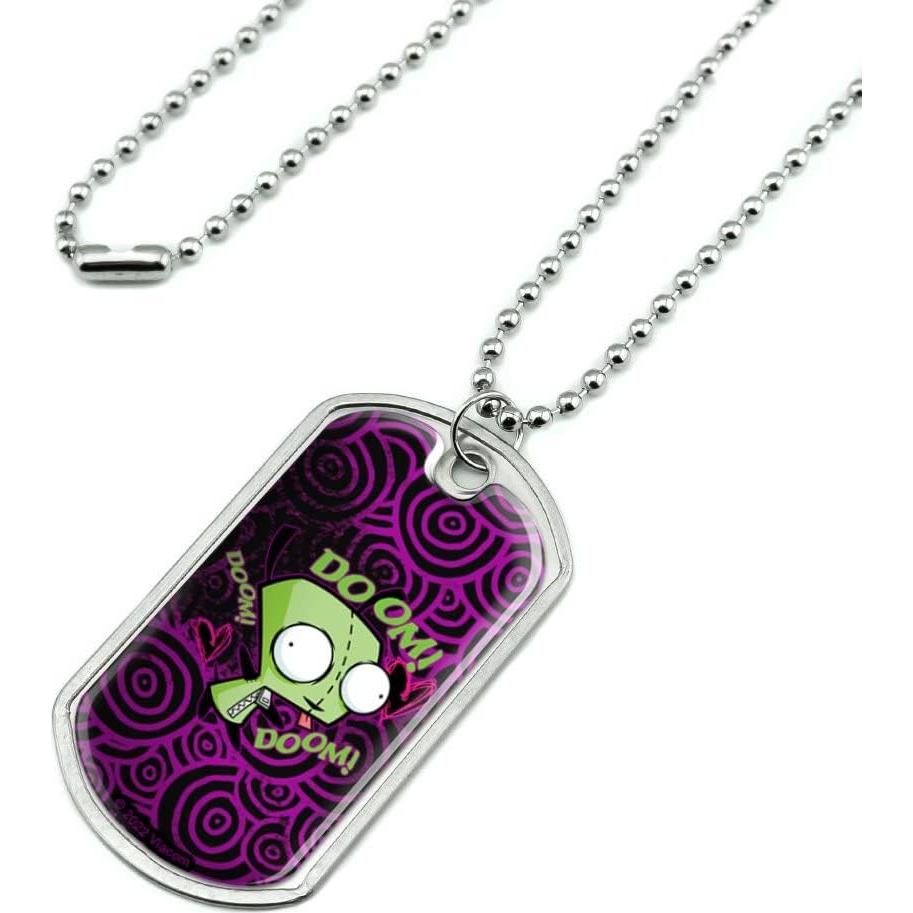 Colgante de etiqueta militar Invader Zim con cadena 61cm
