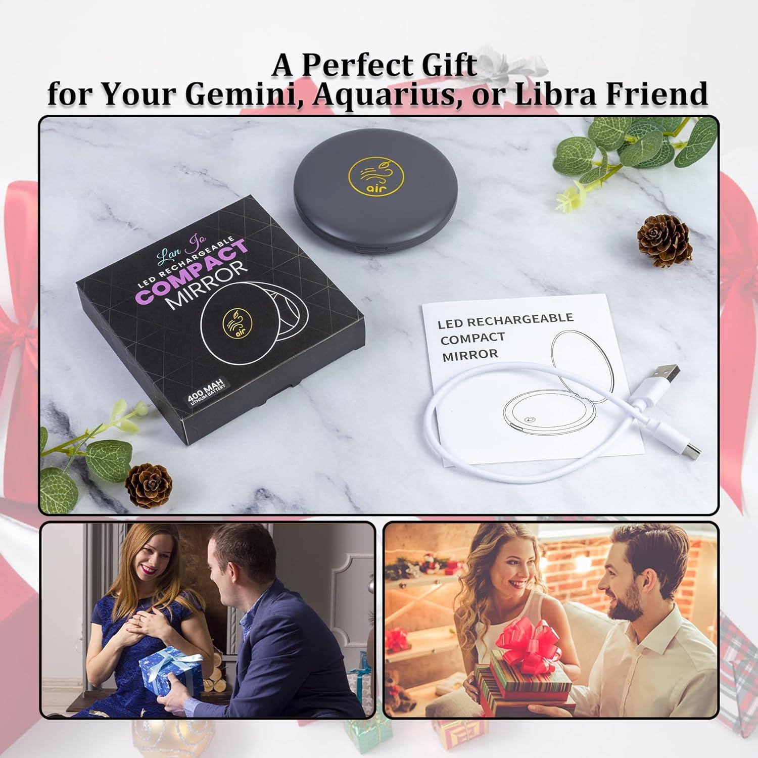 Espejo Compacto Iluminado LanJo Zodiac 1X/5X Recargable