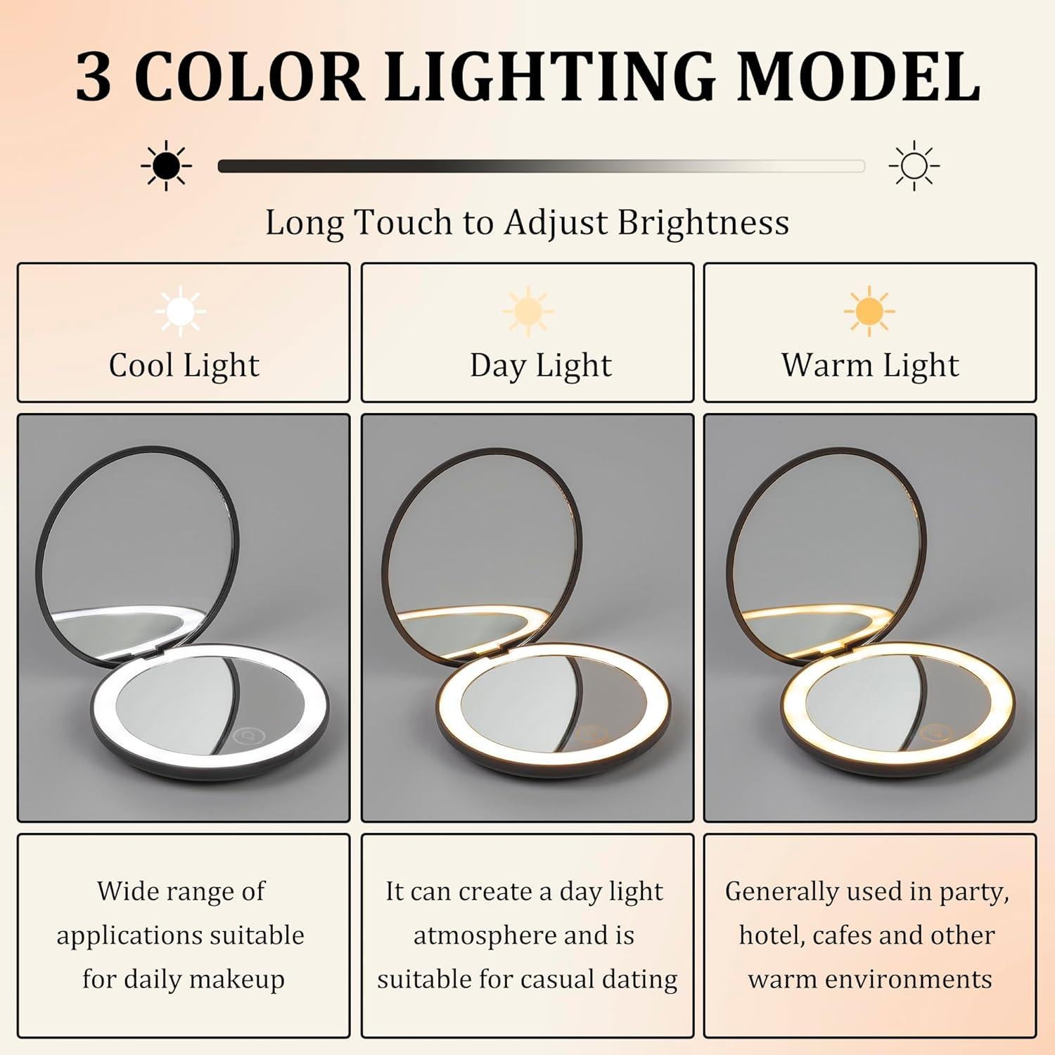 Espejo Compacto Iluminado LanJo Zodiac 1X/5X Recargable