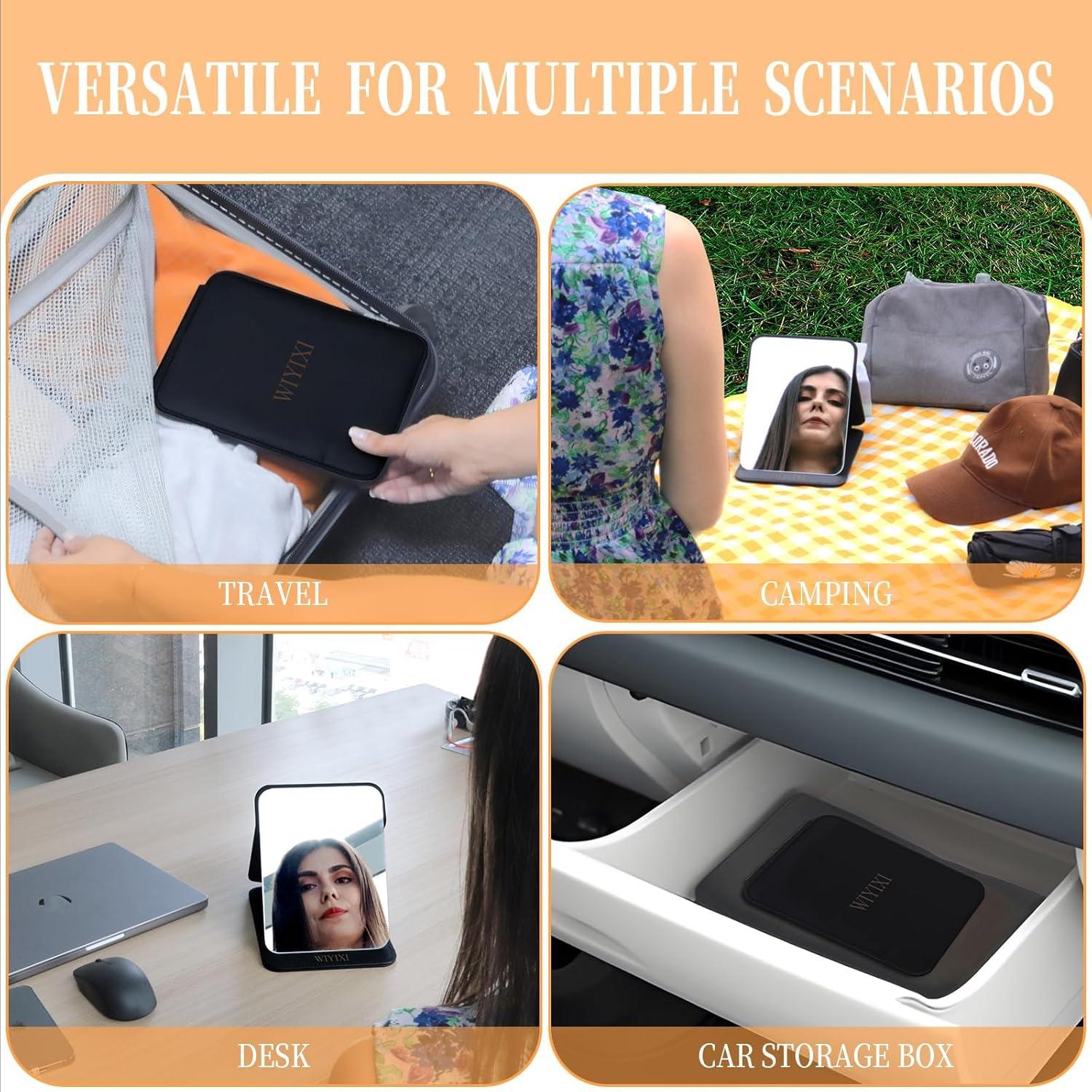 Espejo de Maquillaje Portátil WIYIXI Plegable 20.9x15.5 cm Negro