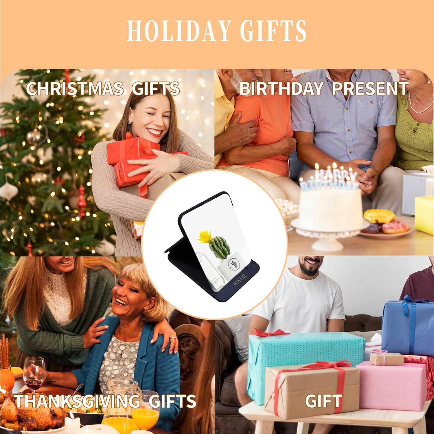 Espejo de Maquillaje Portátil WIYIXI Plegable 20.9x15.5 cm Negro