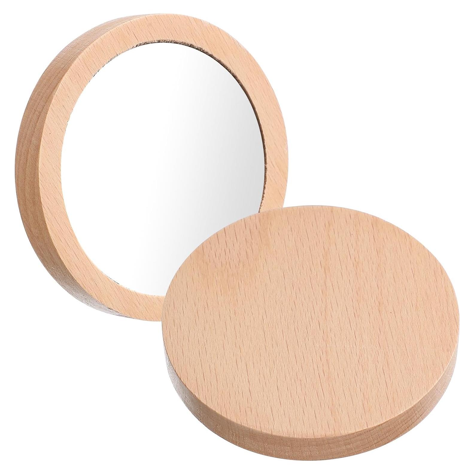 Set de 2 Espejos Compactos Lurrose de Madera Plegables 7.5cm