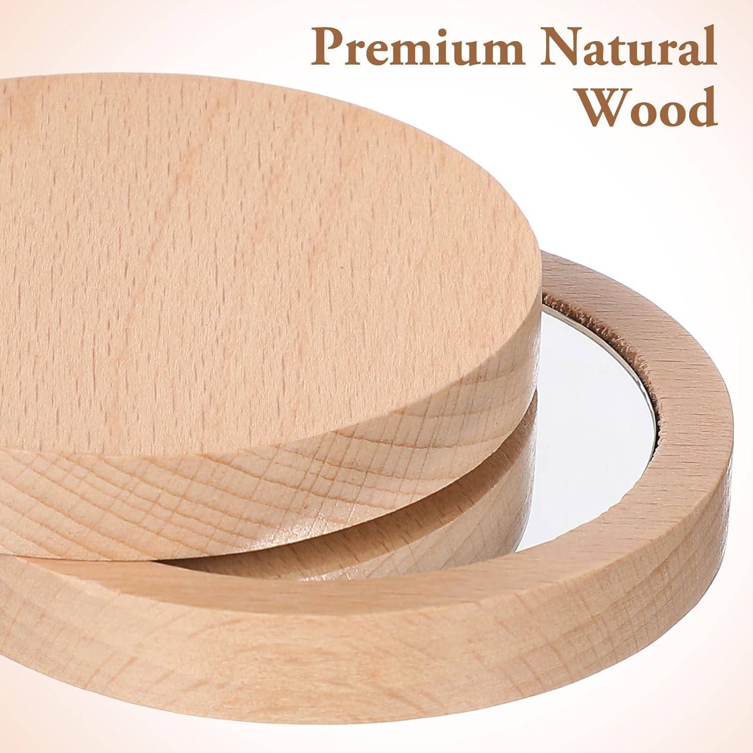 Set de 2 Espejos Compactos Lurrose de Madera Plegables 7.5cm