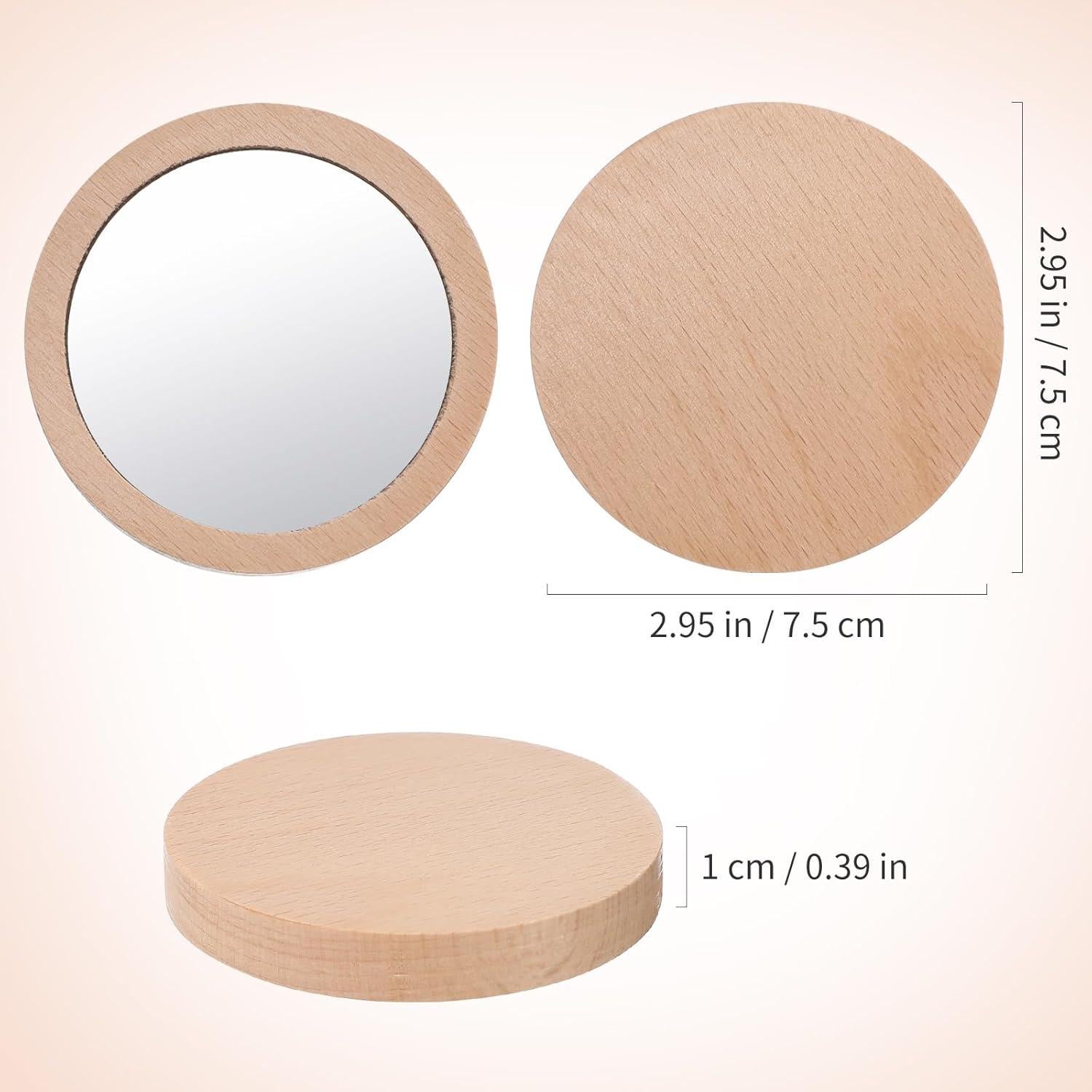 Set de 2 Espejos Compactos Lurrose de Madera Plegables 7.5cm