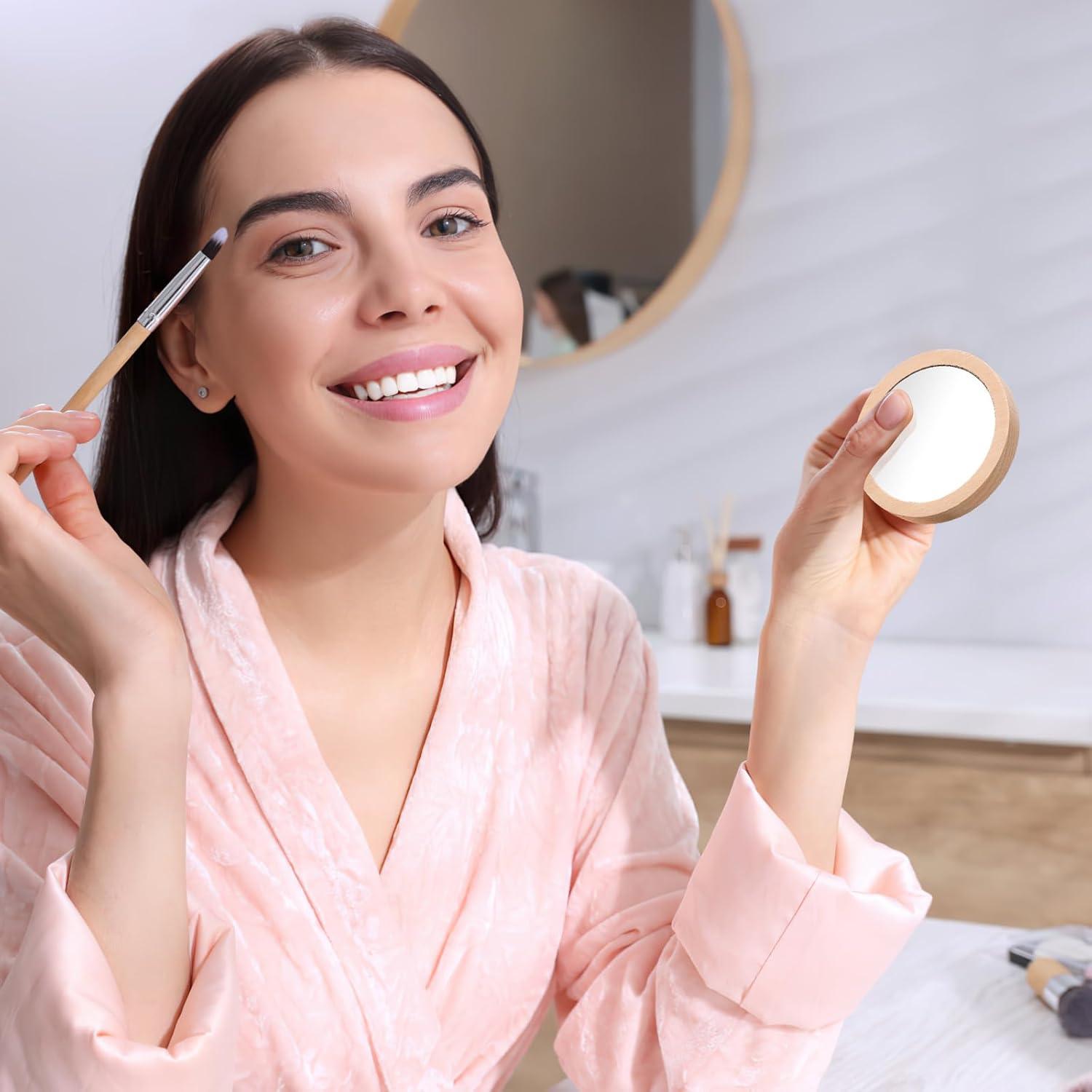 Set de 2 Espejos Compactos Lurrose de Madera Plegables 7.5cm