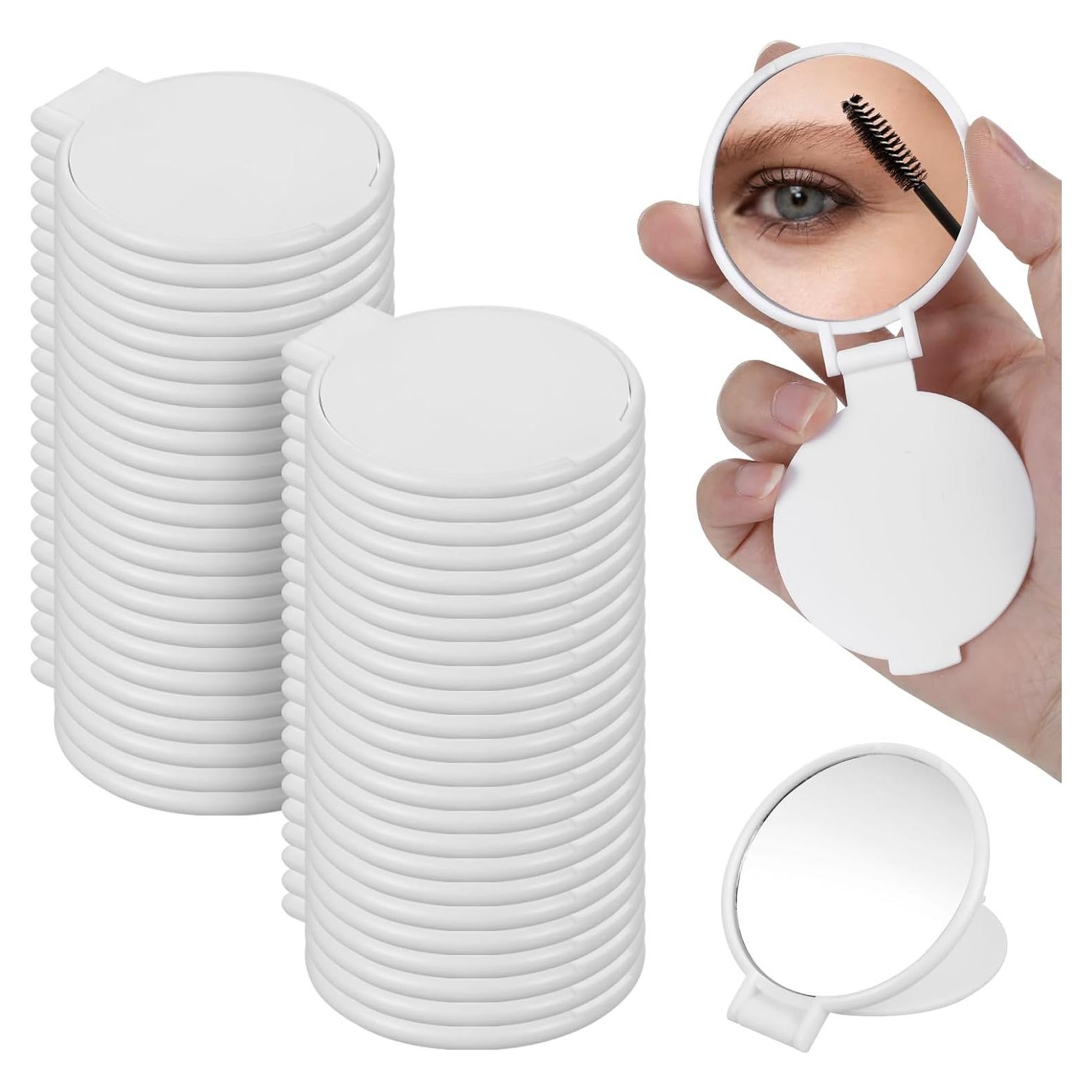 50 Espejos Compactos Plegables Telooco Blancos para Maquillaje