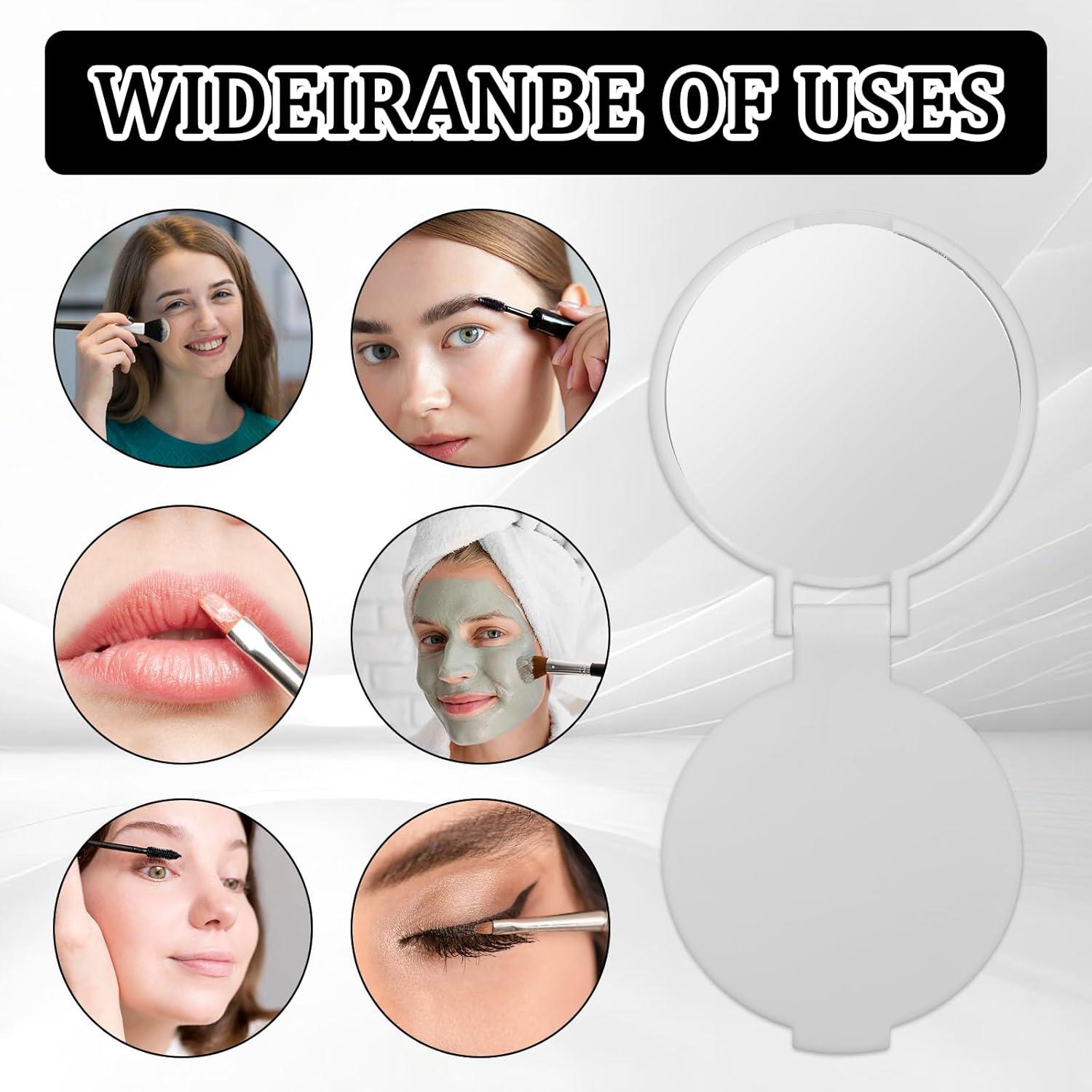 50 Espejos Compactos Plegables Telooco Blancos para Maquillaje