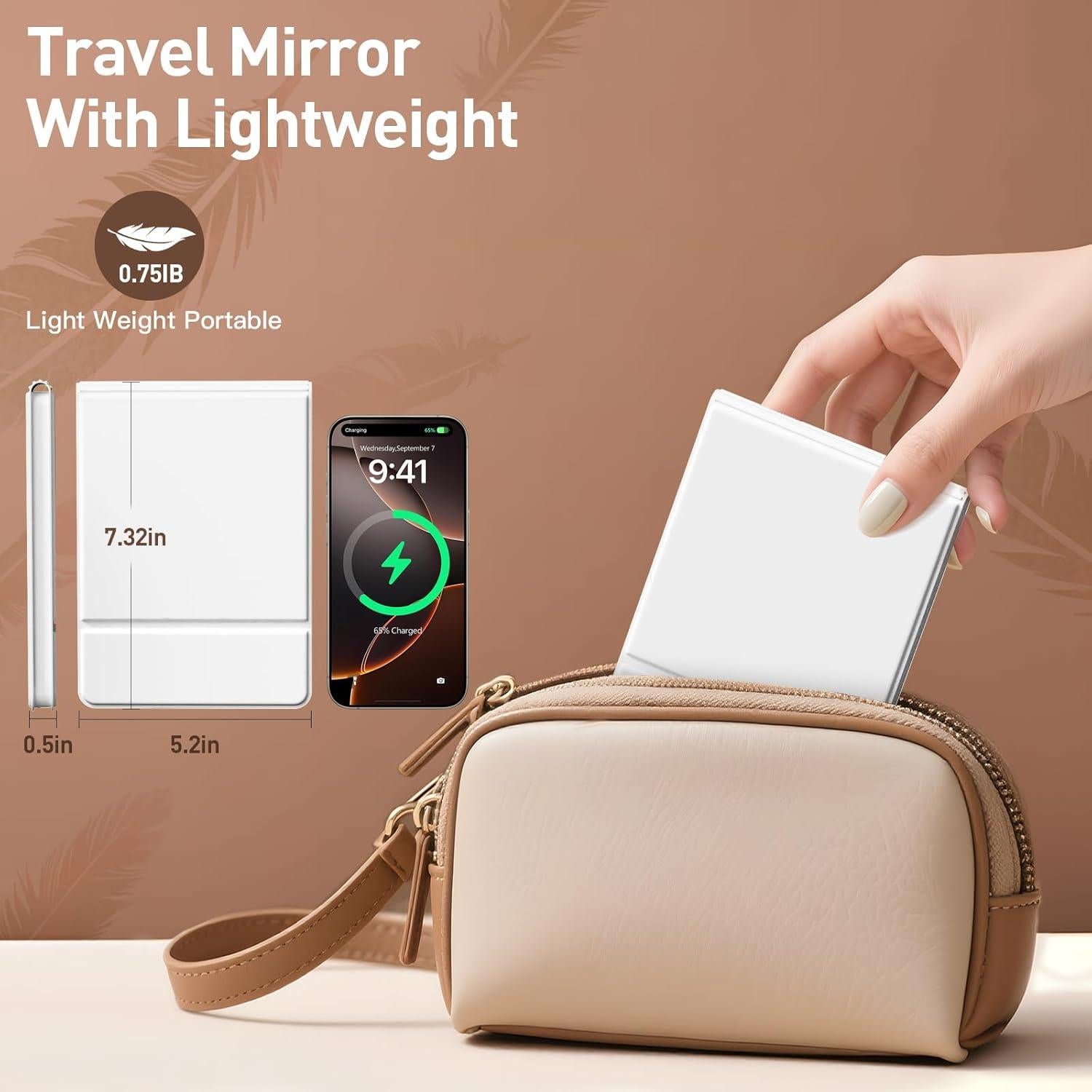 Espejo de Maquillaje Plegable BACK KTCL Recargable 1200mAh