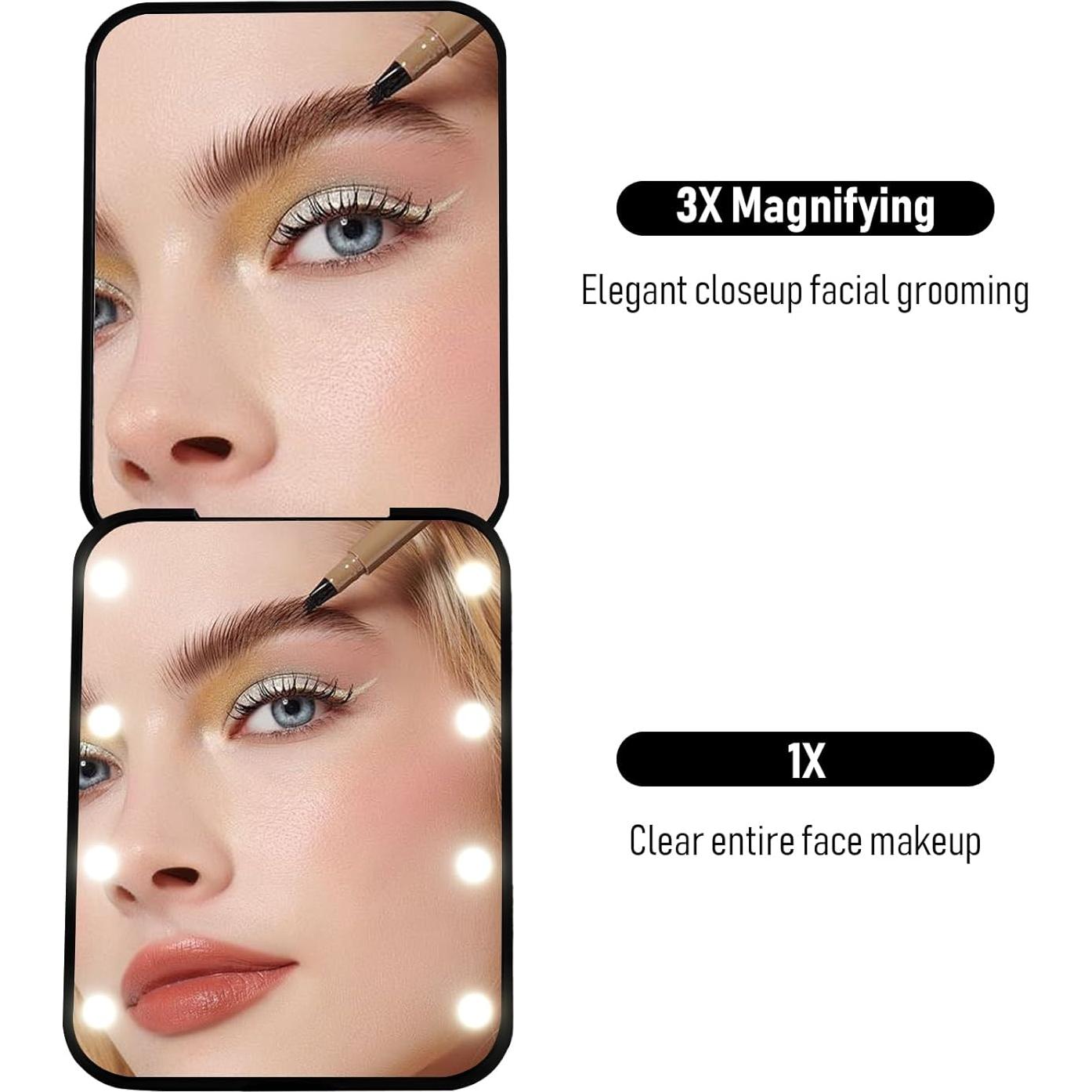 Espejo Compacto de Maquillaje Milishow con Luz LED 1x/3x