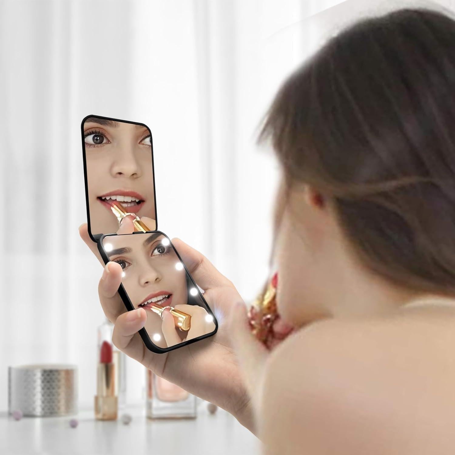 Espejo Compacto de Maquillaje Milishow con Luz LED 1x/3x