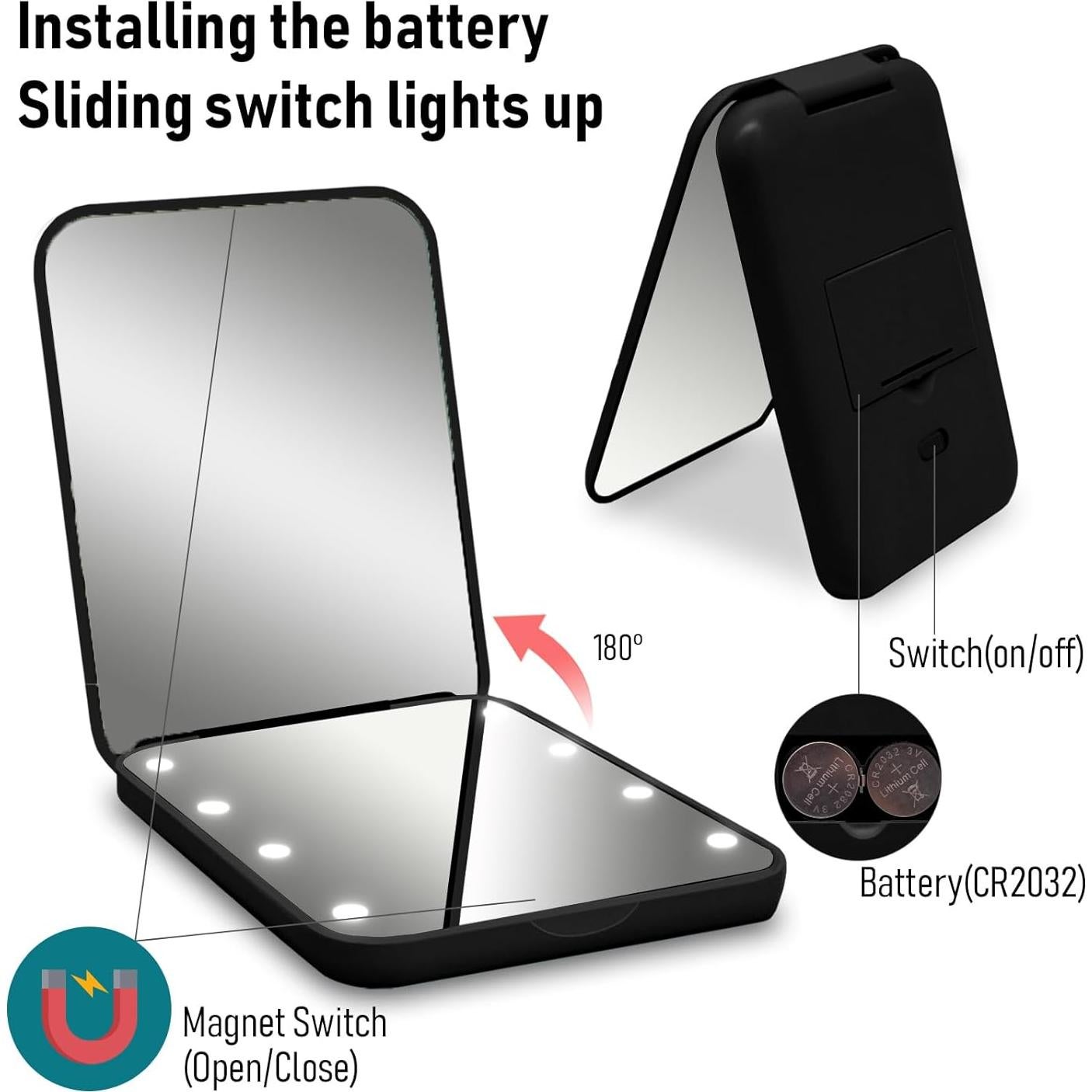 Espejo Compacto de Maquillaje Milishow con Luz LED 1x/3x