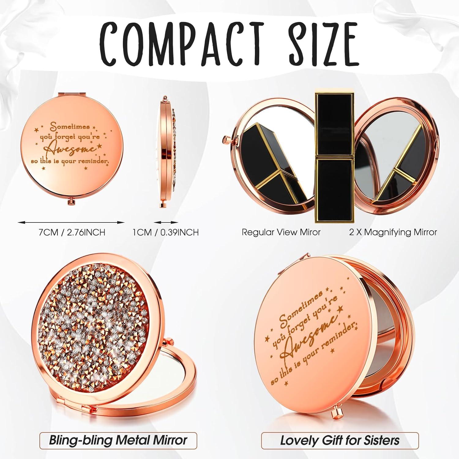 Espejo Compacto Doble Cara Fumete 4 Pcs Oro Rosa 7 cm