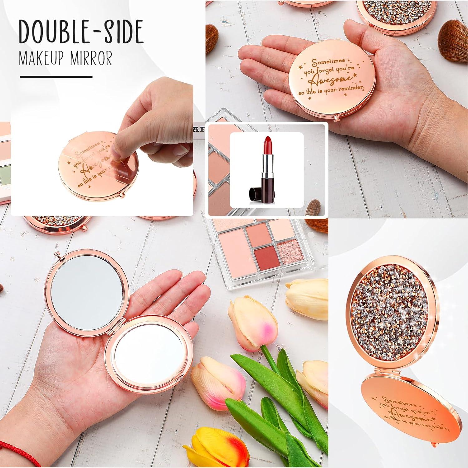 Espejo Compacto Doble Cara Fumete 4 Pcs Oro Rosa 7 cm