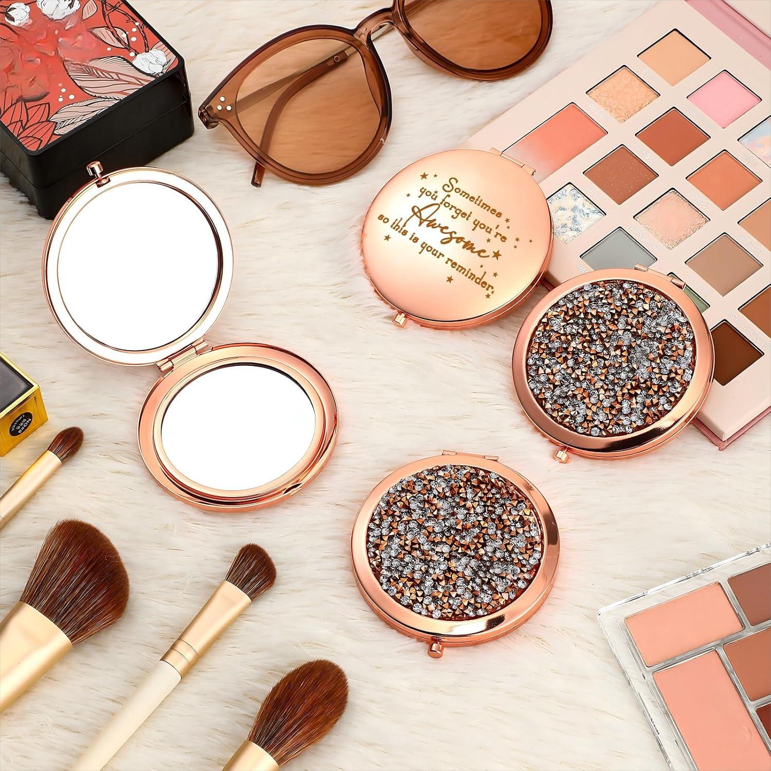 Espejo Compacto Doble Cara Fumete 4 Pcs Oro Rosa 7 cm