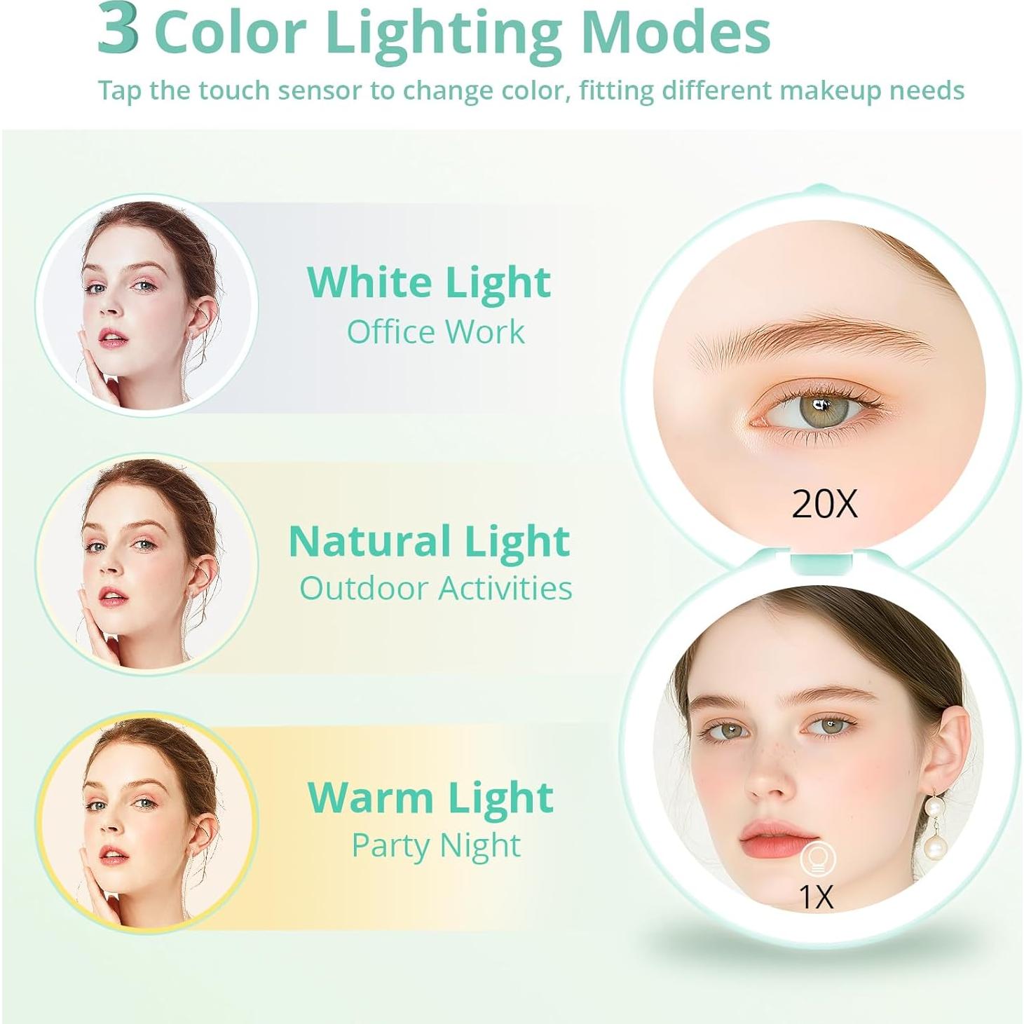 Espejo de Maquillaje Fabuday 4.8" LED Plegable 1x/20x