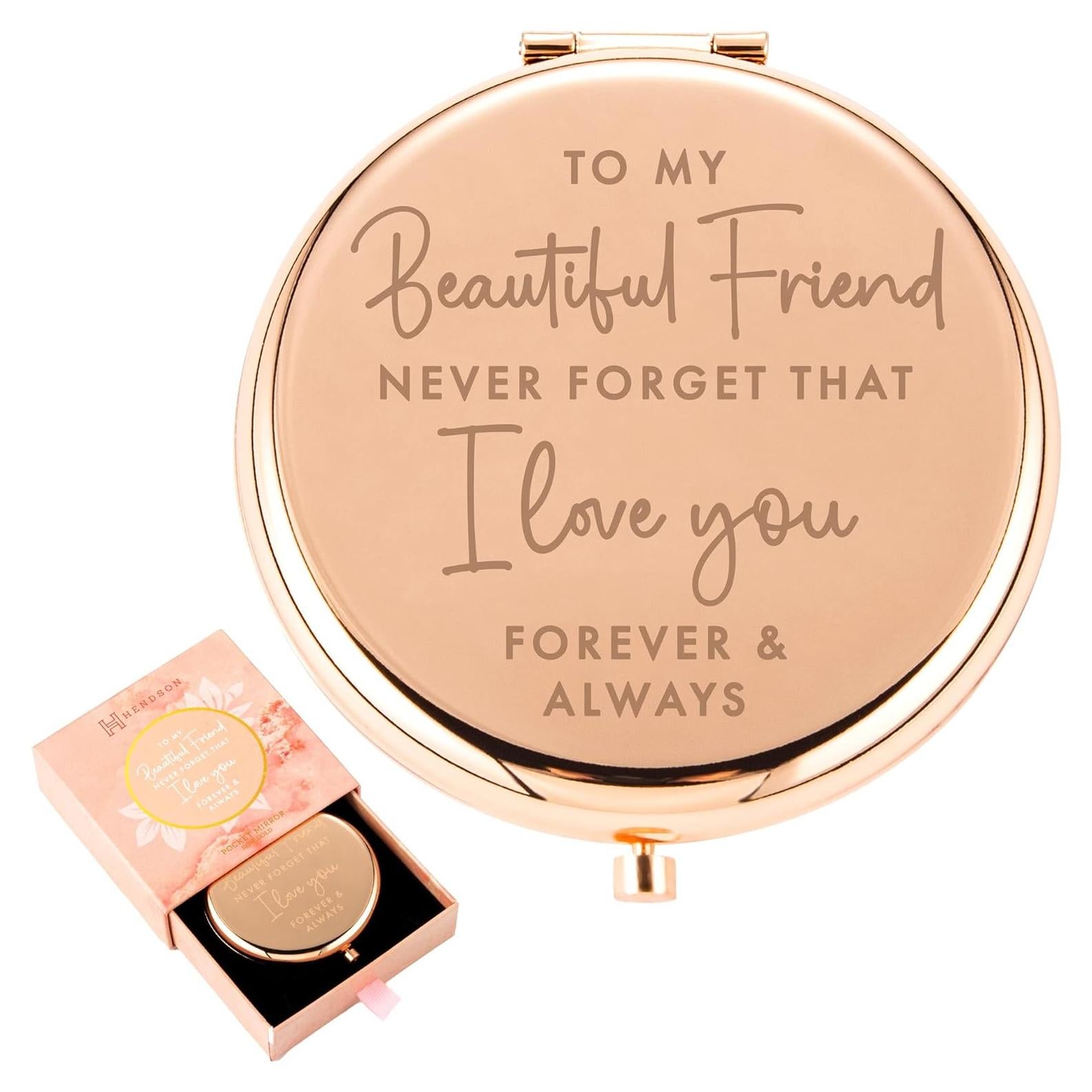 Espejo Compacto Oro Rosa Hendson 7.4x6.4cm para Amiga