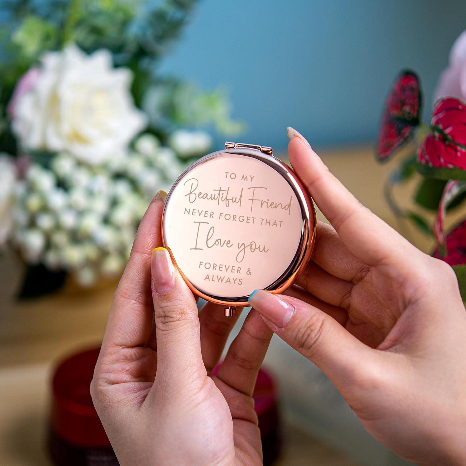 Espejo Compacto Oro Rosa Hendson 7.4x6.4cm para Amiga