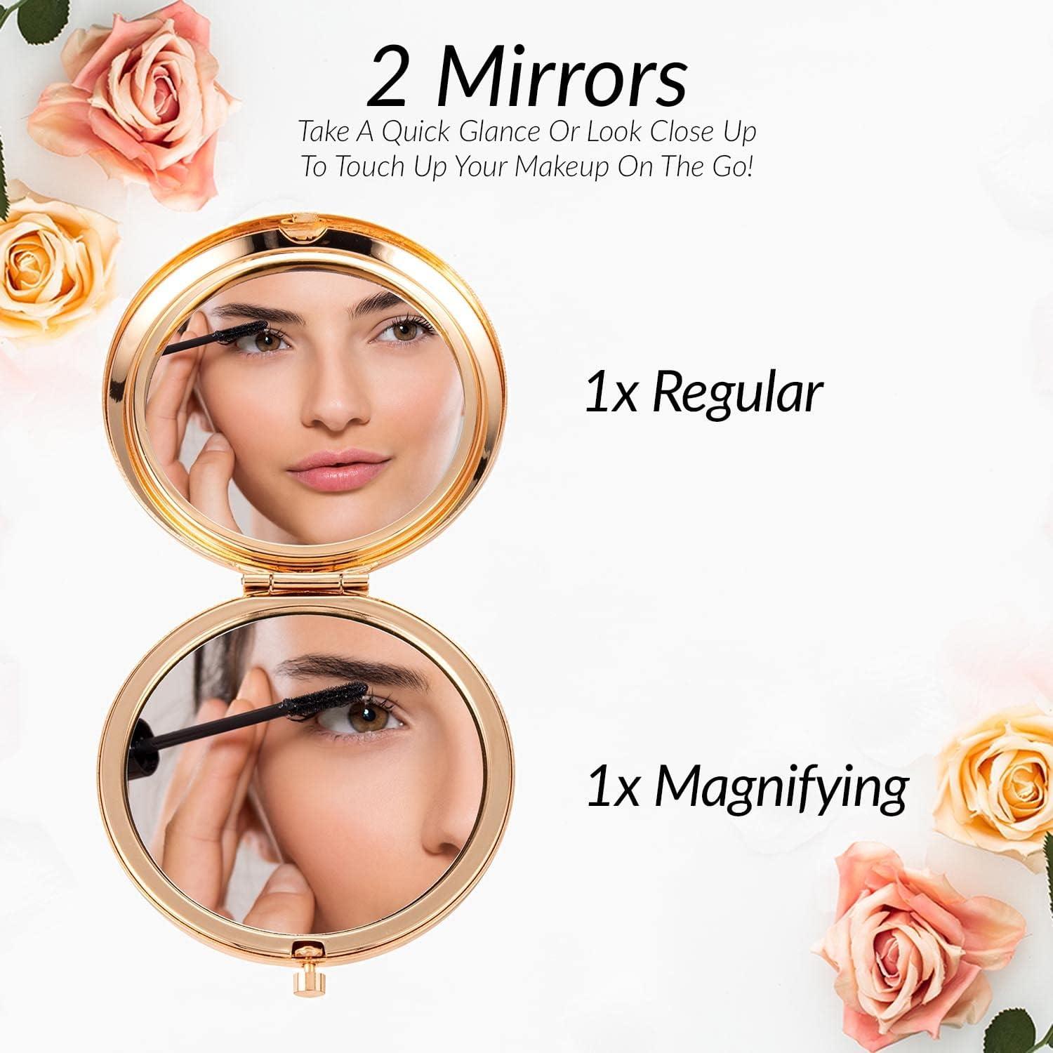 Espejo Compacto Oro Rosa Hendson 7.4x6.4cm para Amiga