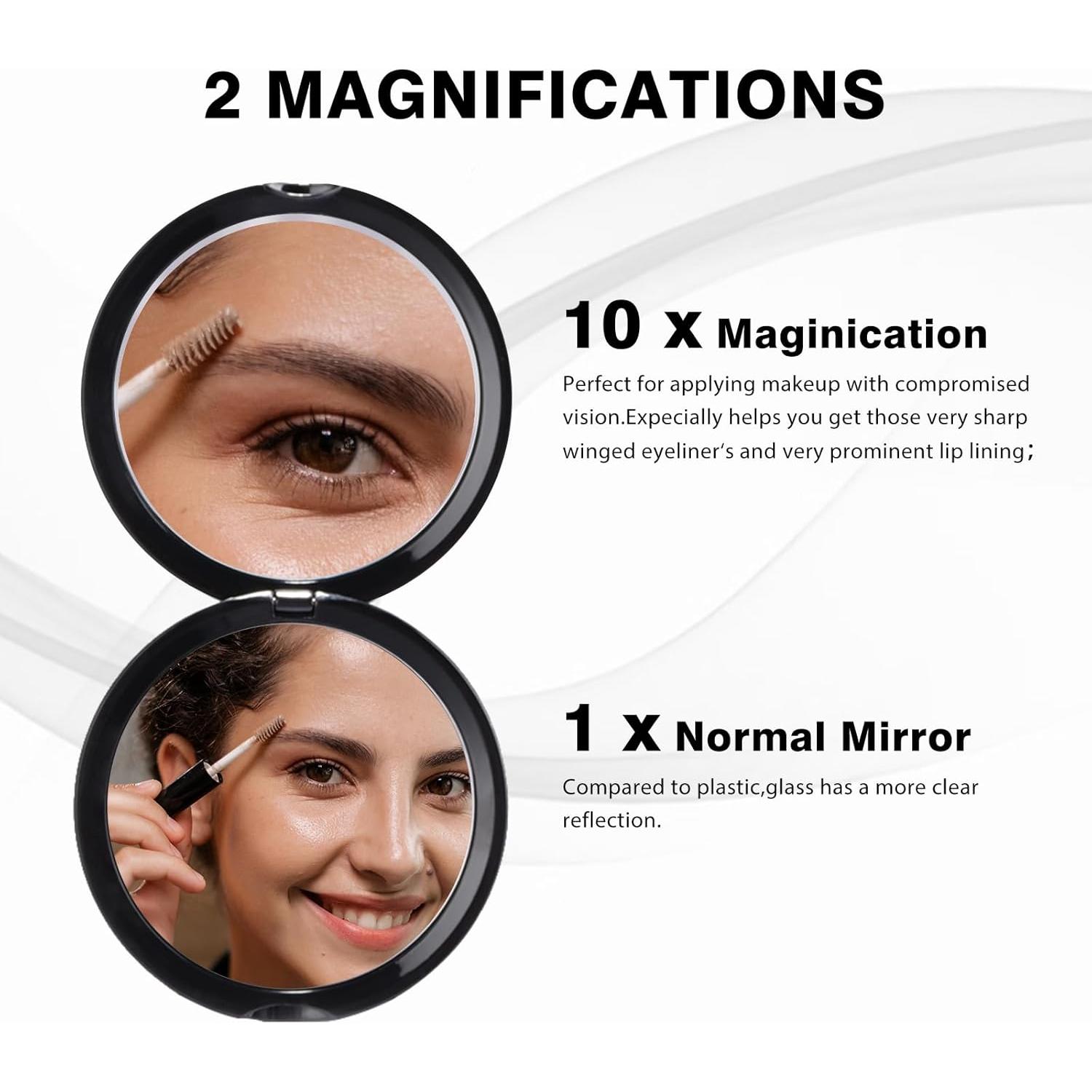 Espejo Compacto Supertina 10X Sin Distorsión para Viajes