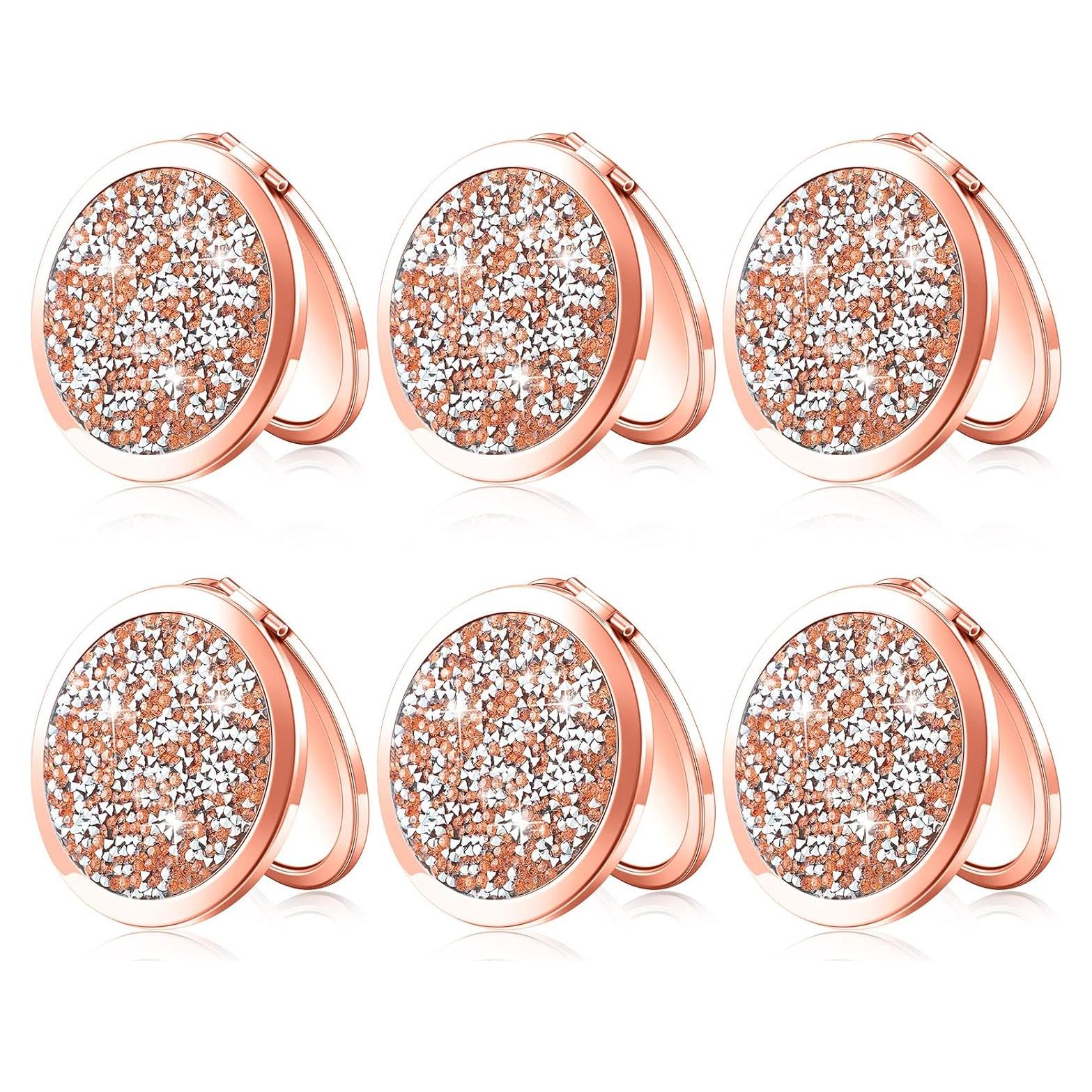 Set de 6 Espejos de Bolsillo Yulejo Rosa Dorado 6.99 cm