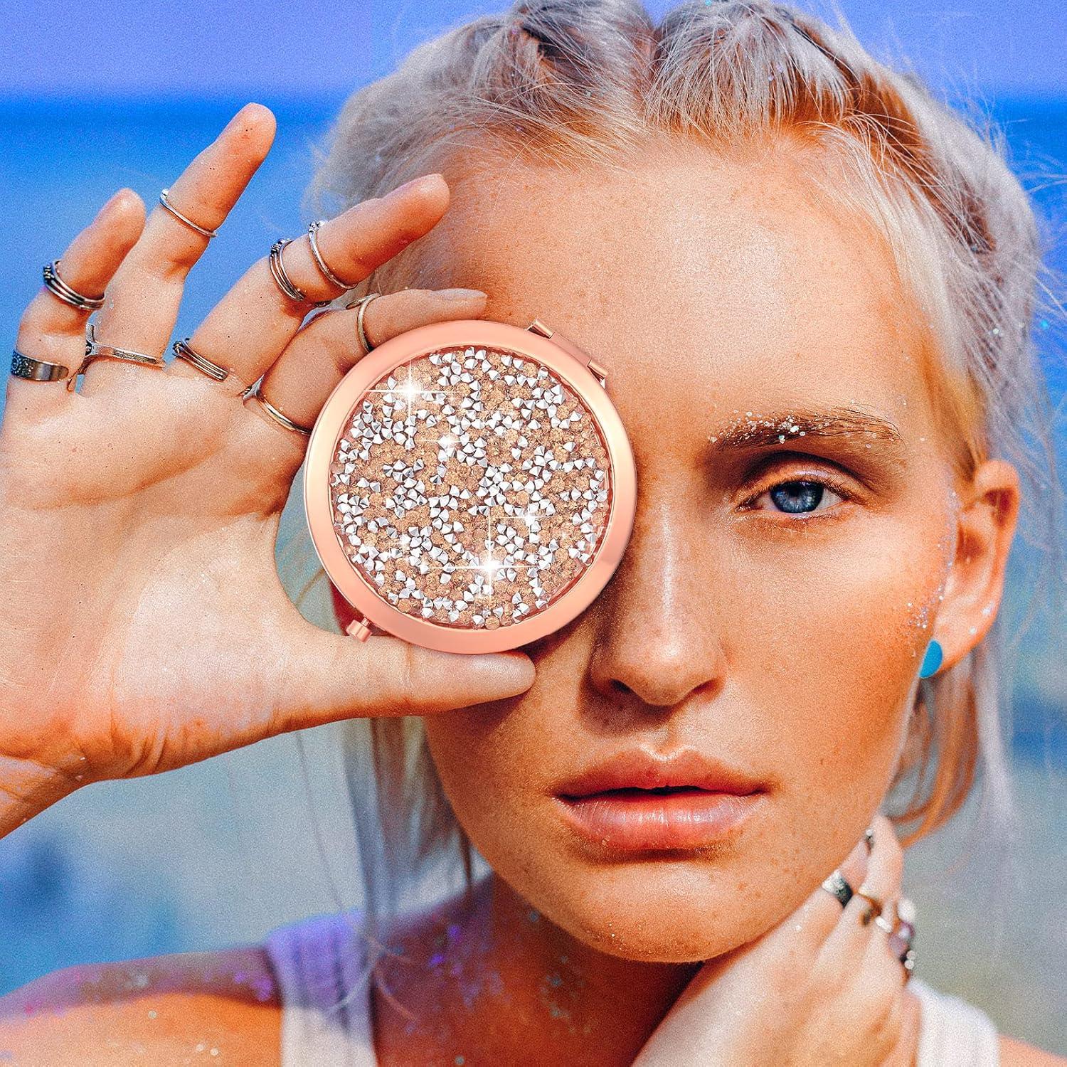 Set de 6 Espejos de Bolsillo Yulejo Rosa Dorado 6.99 cm