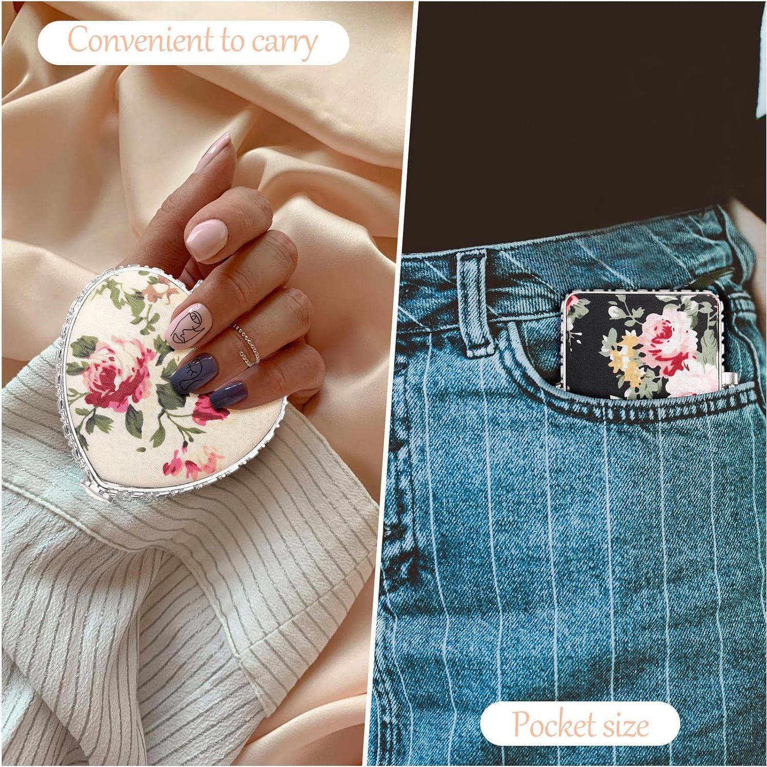 Espejos Compactos Blulu 16 Pcs Floral Plegable para Bolso