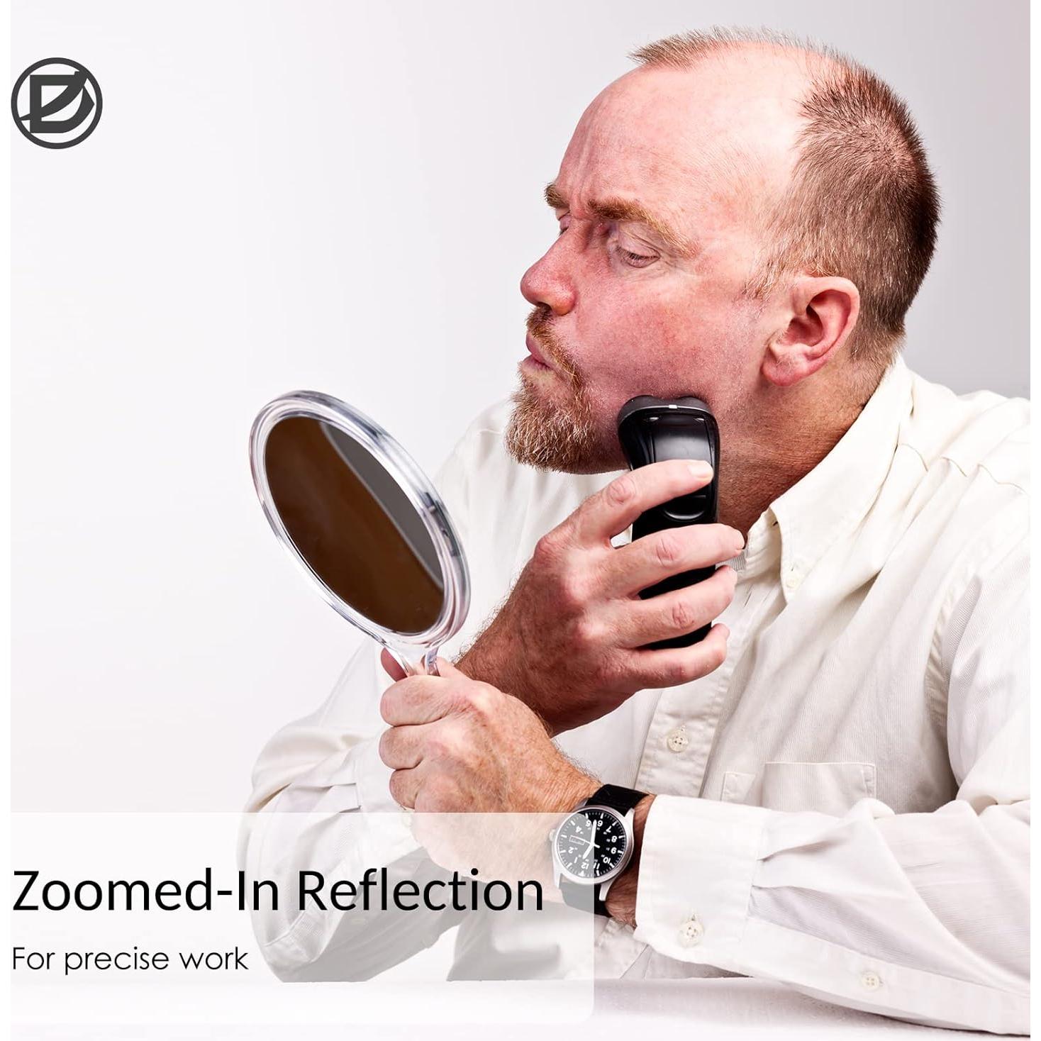 Espejo de Mano D Transparente Redondo Aumentador 1X 2X 23 cm