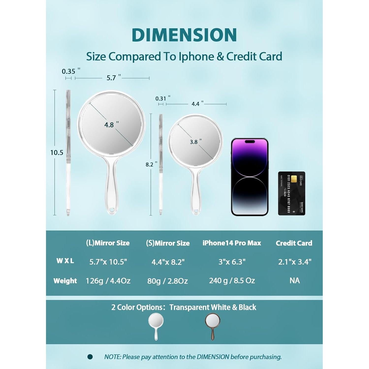 Espejo de Mano Doble Cara Macaki 21.1x11.4 cm Aumento 5X