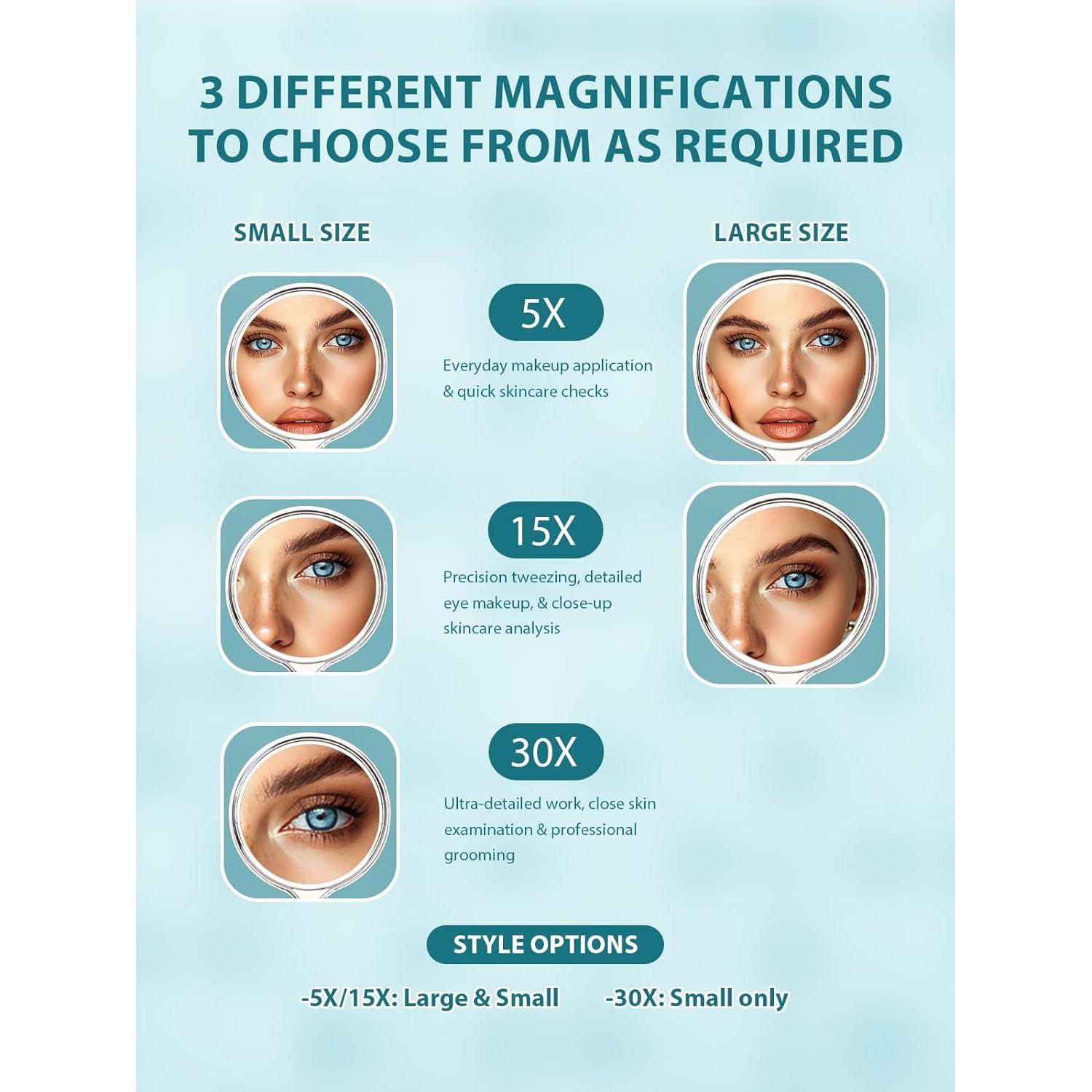 Espejo de Mano Doble Cara Macaki 21.1x11.4 cm Aumento 5X