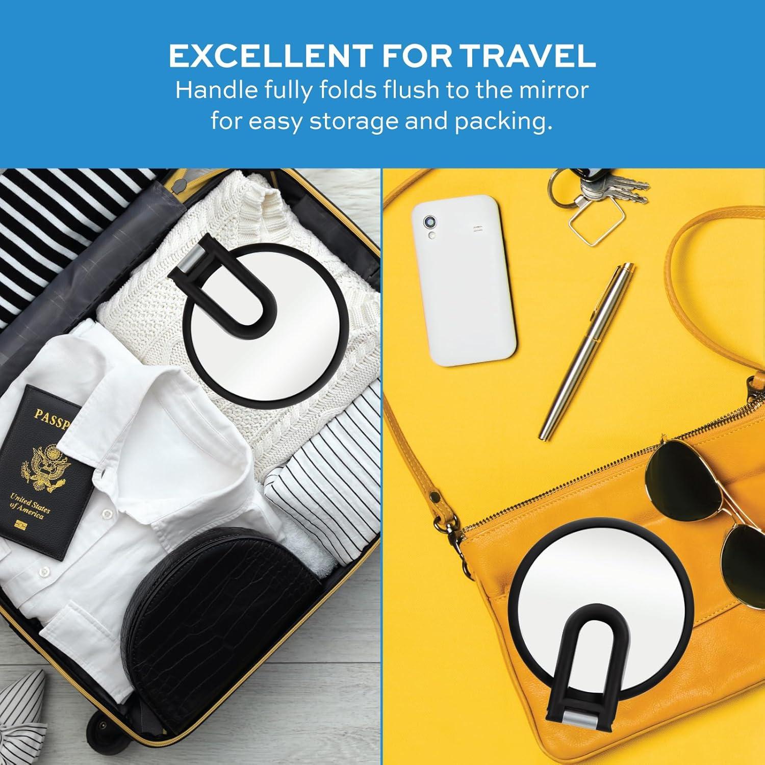 Espejo de Mano Aumentado ForPro 1X/15X Plegable Negro