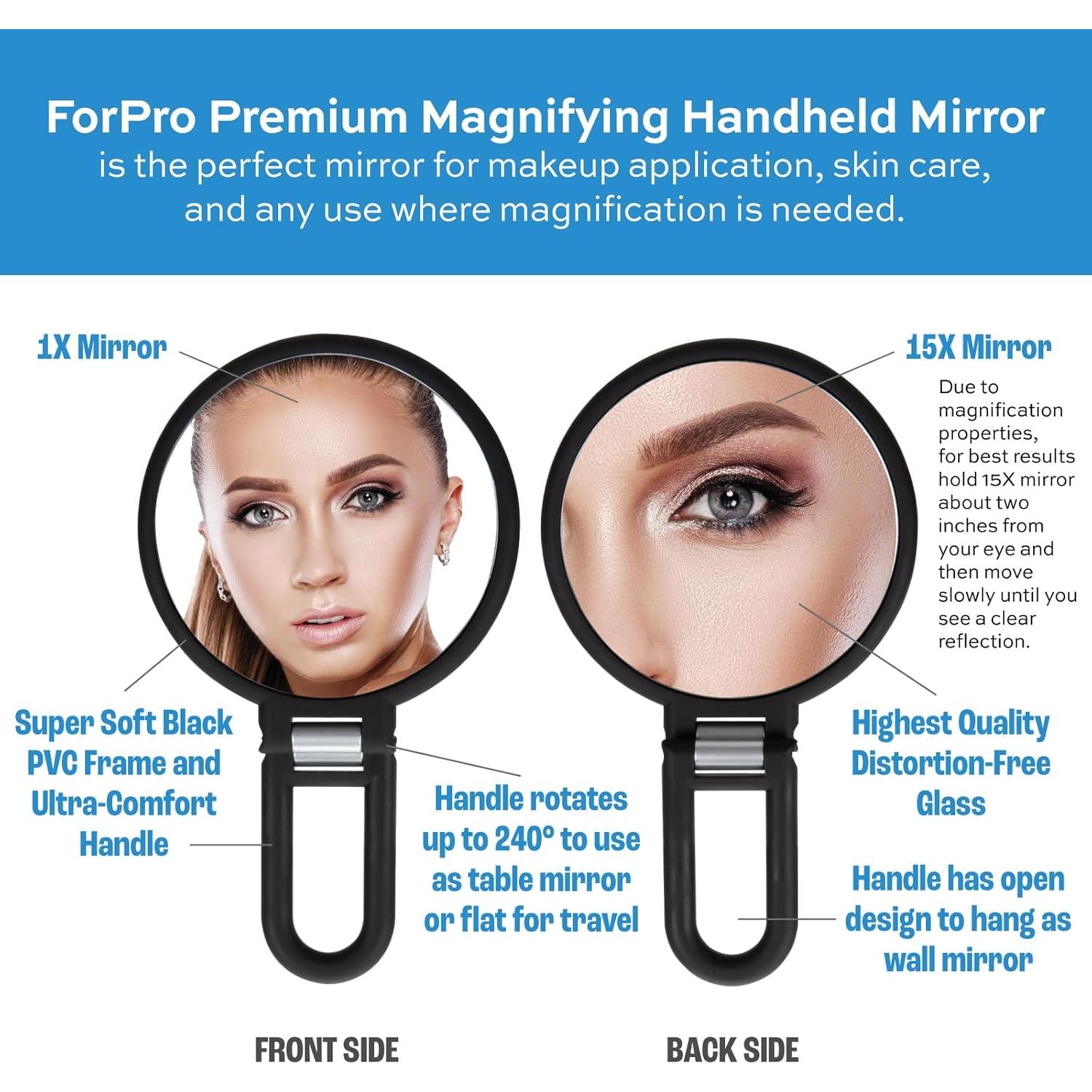 Espejo de Mano Aumentado ForPro 1X/15X Plegable Negro