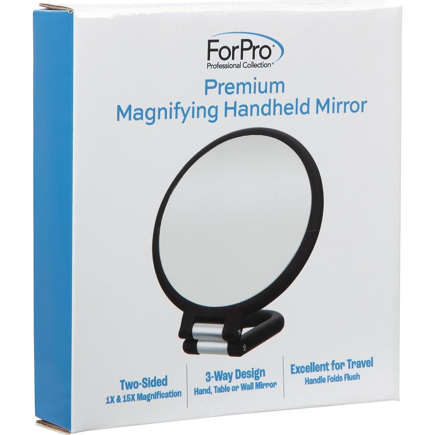 Espejo de Mano Aumentado ForPro 1X/15X Plegable Negro