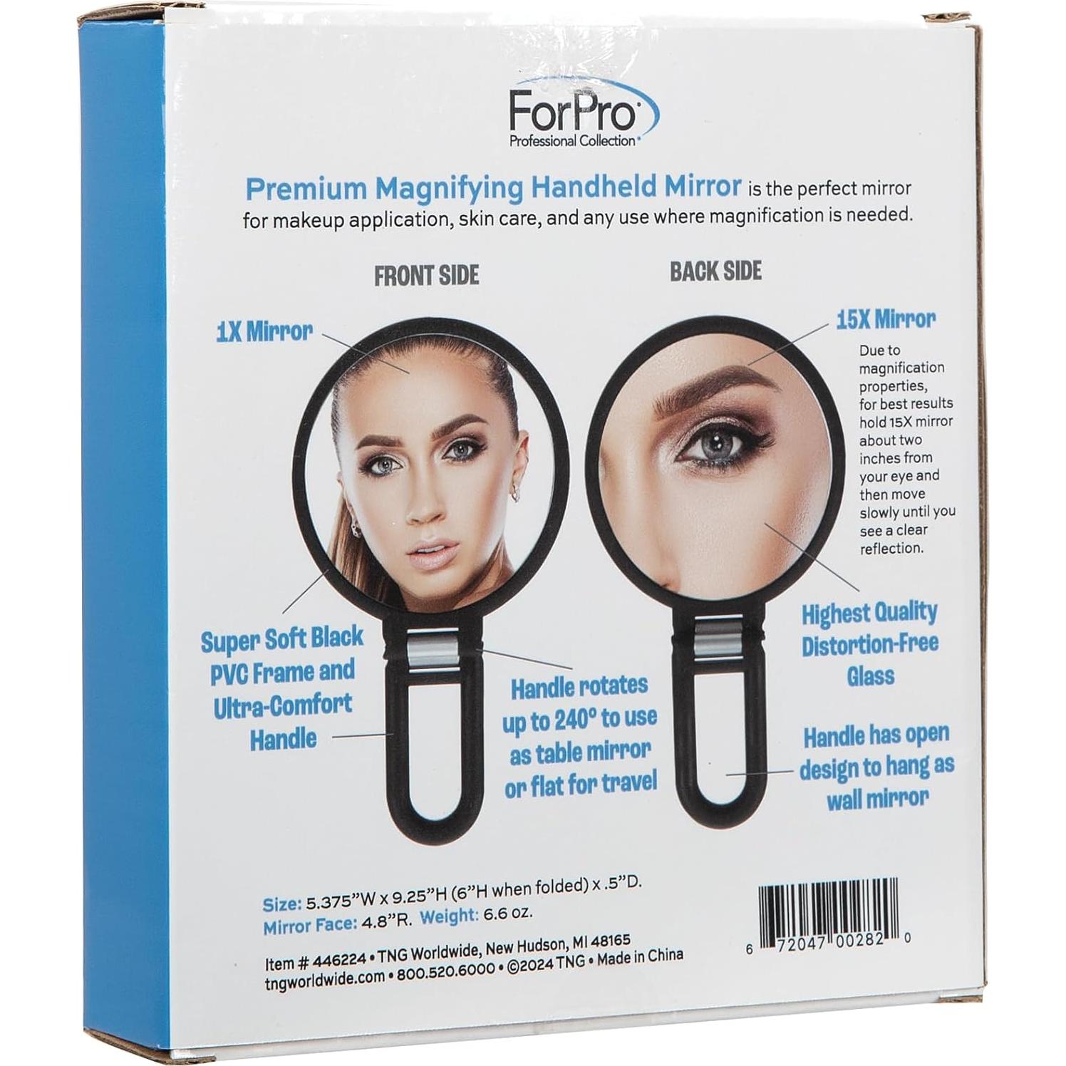 Espejo de Mano Aumentado ForPro 1X/15X Plegable Negro