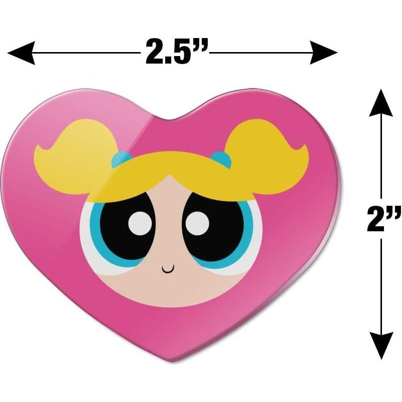 Imán de nevera acrílico corazón Chicas Superpoderosas 6.4x5.1cm