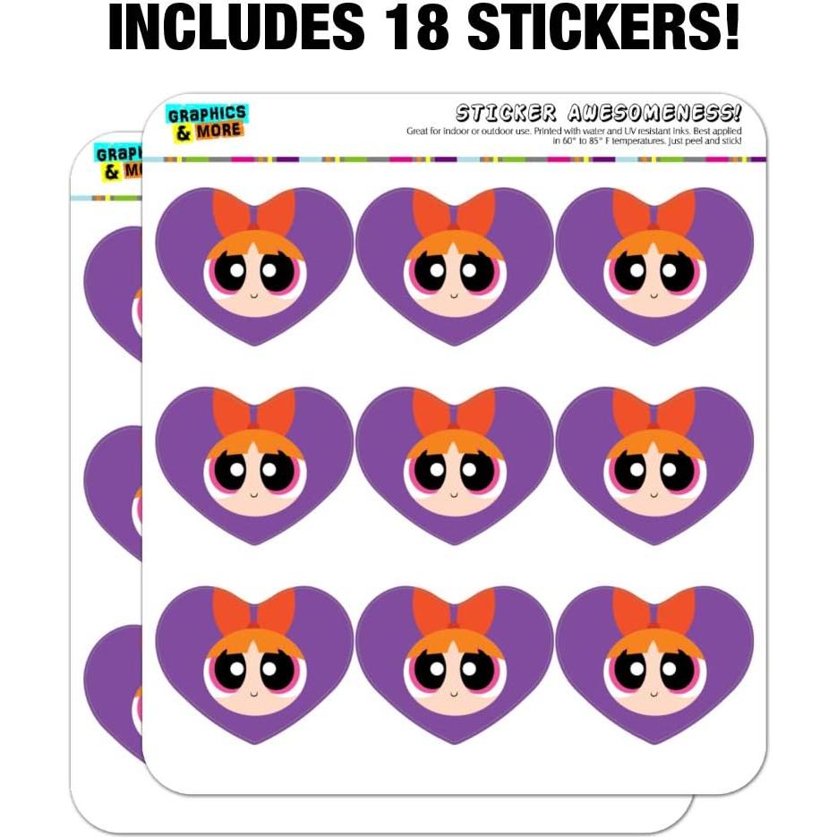 Set de Stickers Corazón Las Chicas Superpoderosas 18 Piezas