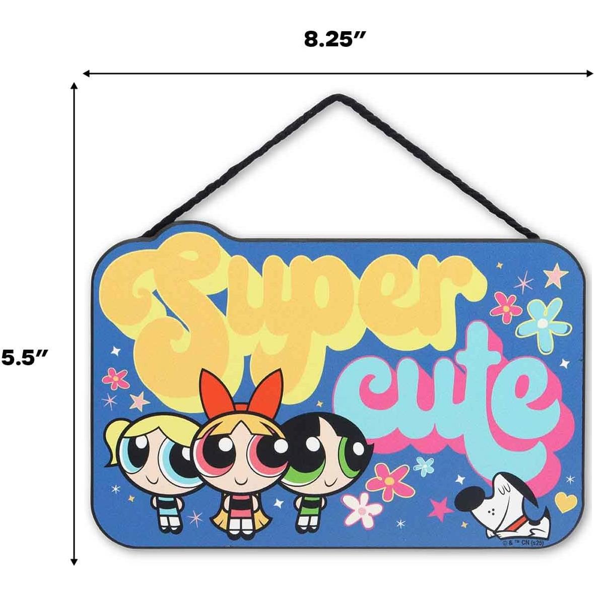 Cartel Colgante de Madera Chicas Superpoderosas Retro 21x14 cm