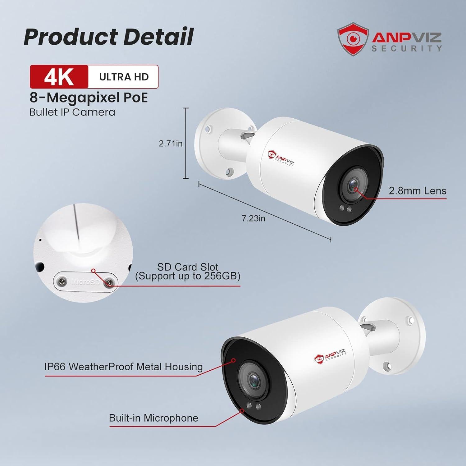 Cámara POE 4K Anpviz 8MP para exteriores con visión nocturna