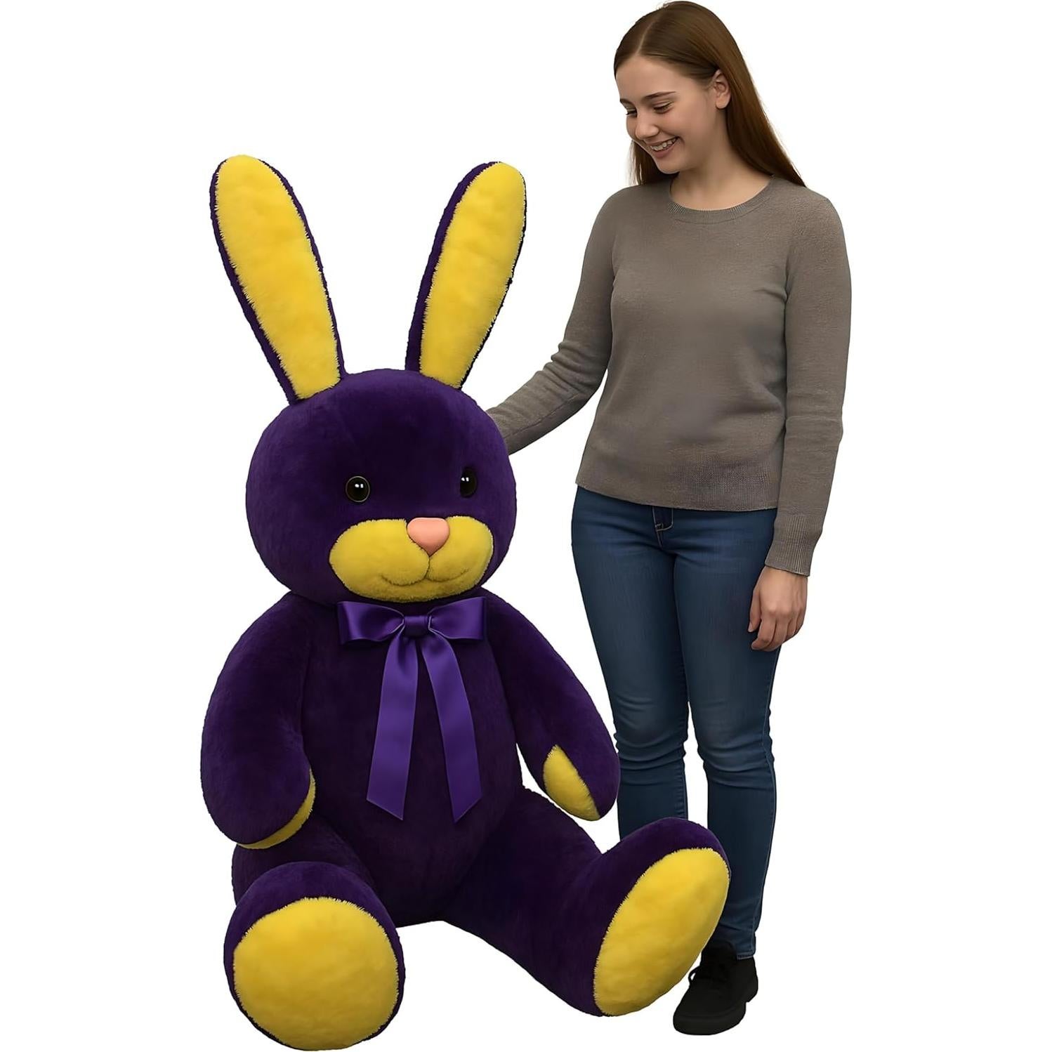 Conejo de Peluche Gigante Big Plush 152 cm Morado y Amarillo