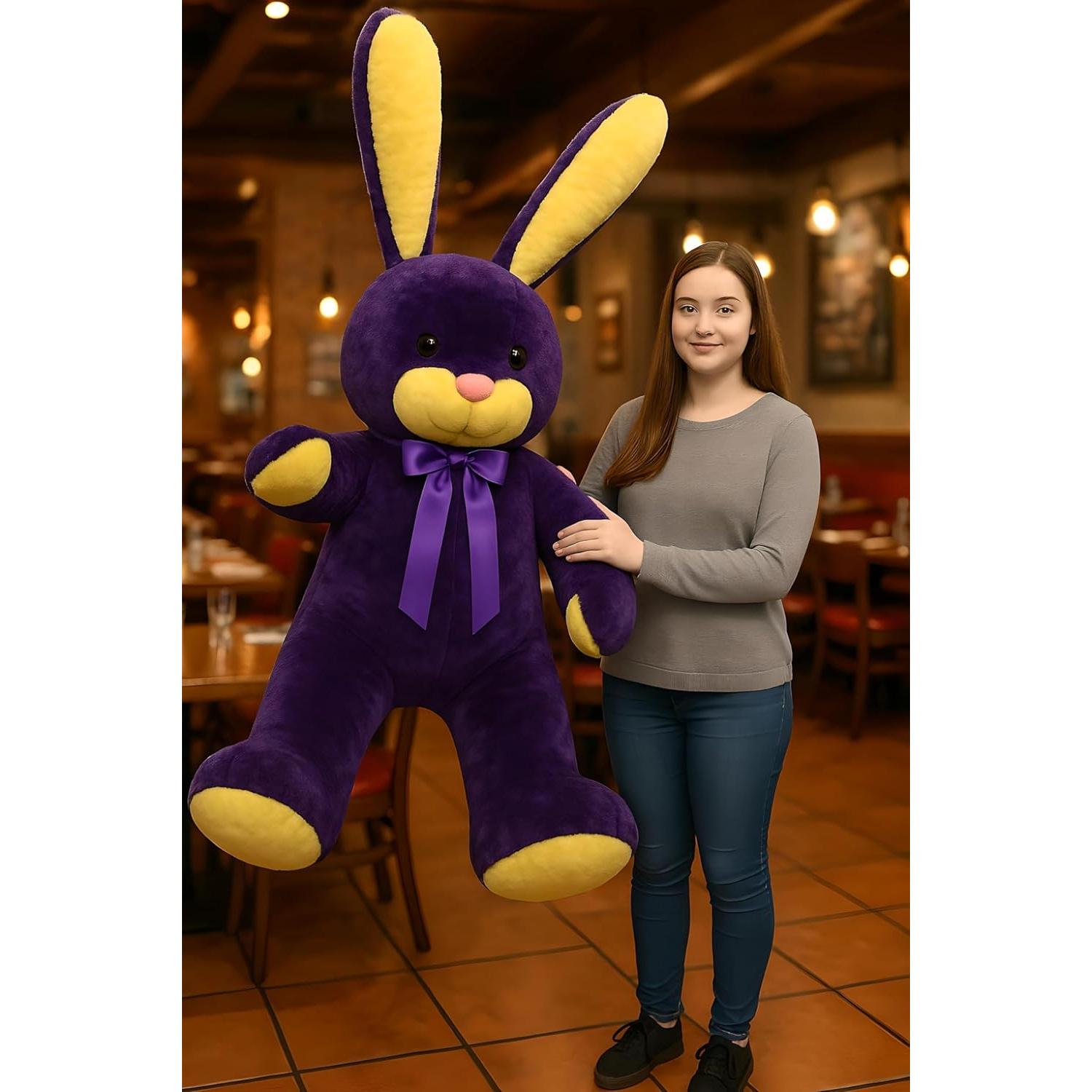 Conejo de Peluche Gigante Big Plush 152 cm Morado y Amarillo