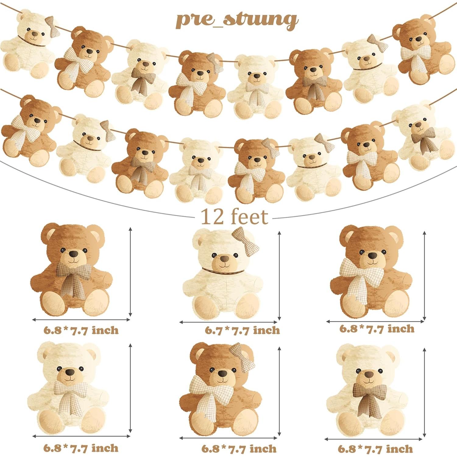 Guirnaldas de Oso de Peluche umoni para Baby Shower - 2 Pcs