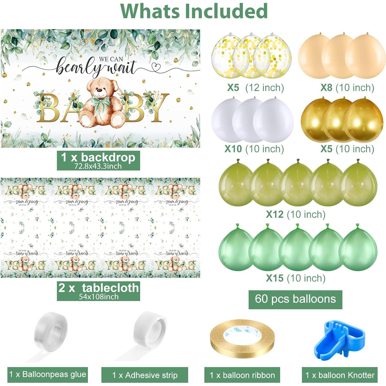 Kit de Decoración de Fiesta Oso Verde Breling 61 Piezas