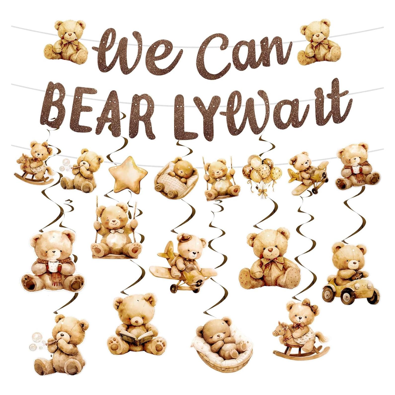 Decoración Baby Shower Oso Marrón We Can Bearly Wait - Guirnalda