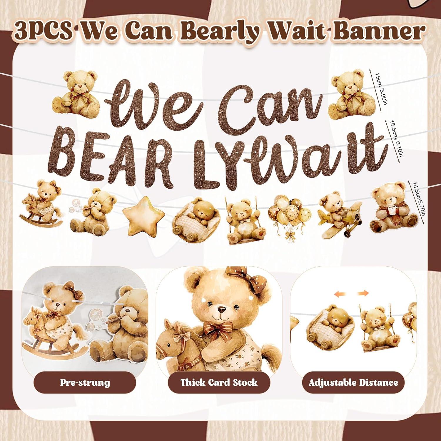 Decoración Baby Shower Oso Marrón We Can Bearly Wait - Guirnalda