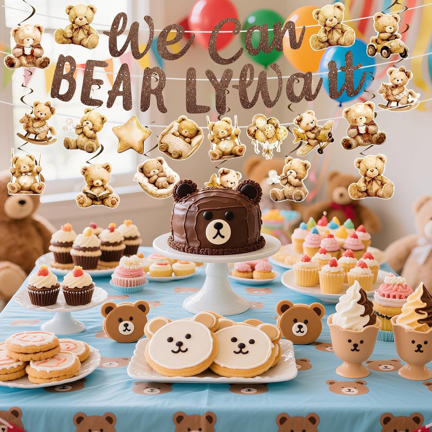 Decoración Baby Shower Oso Marrón We Can Bearly Wait - Guirnalda