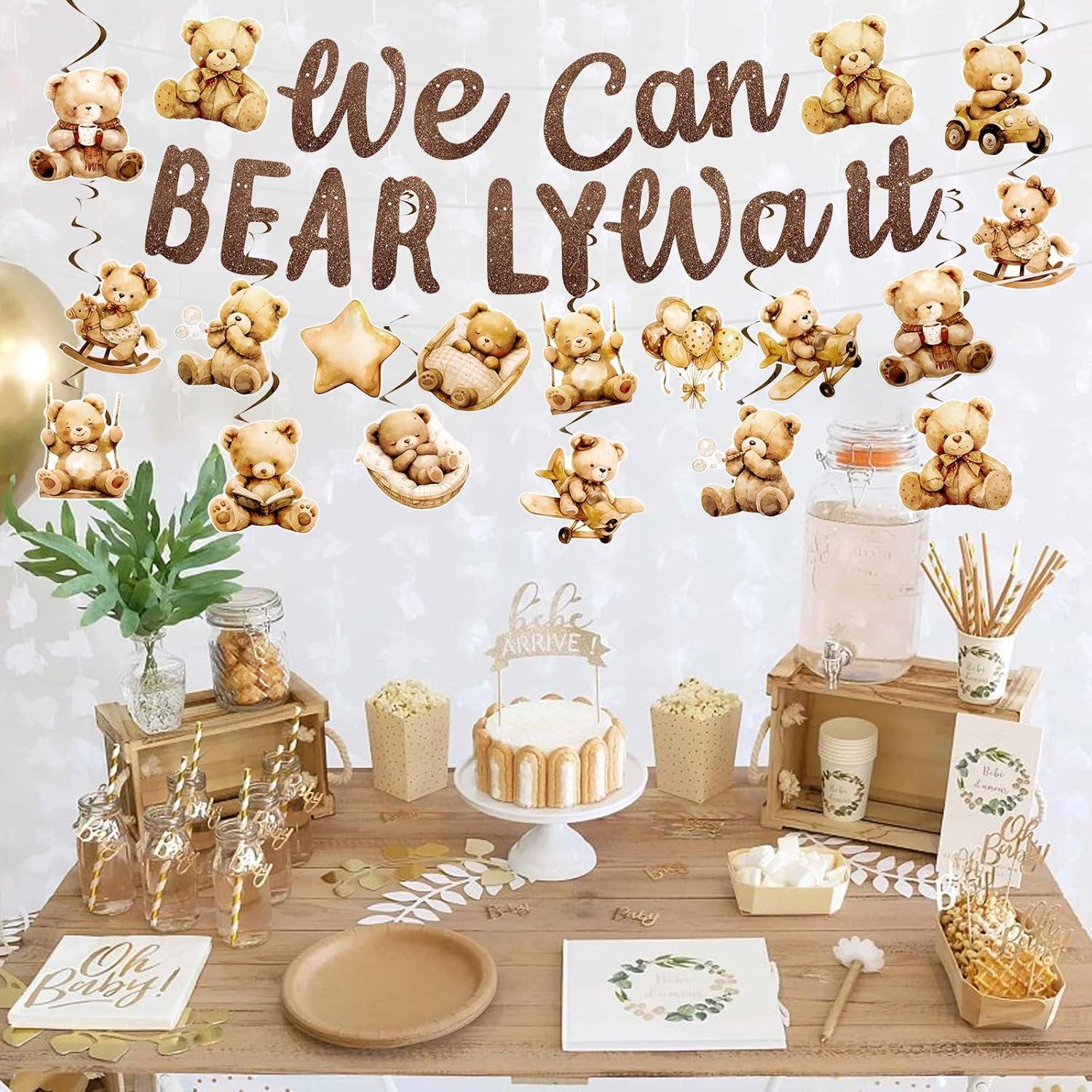 Decoración Baby Shower Oso Marrón We Can Bearly Wait - Guirnalda