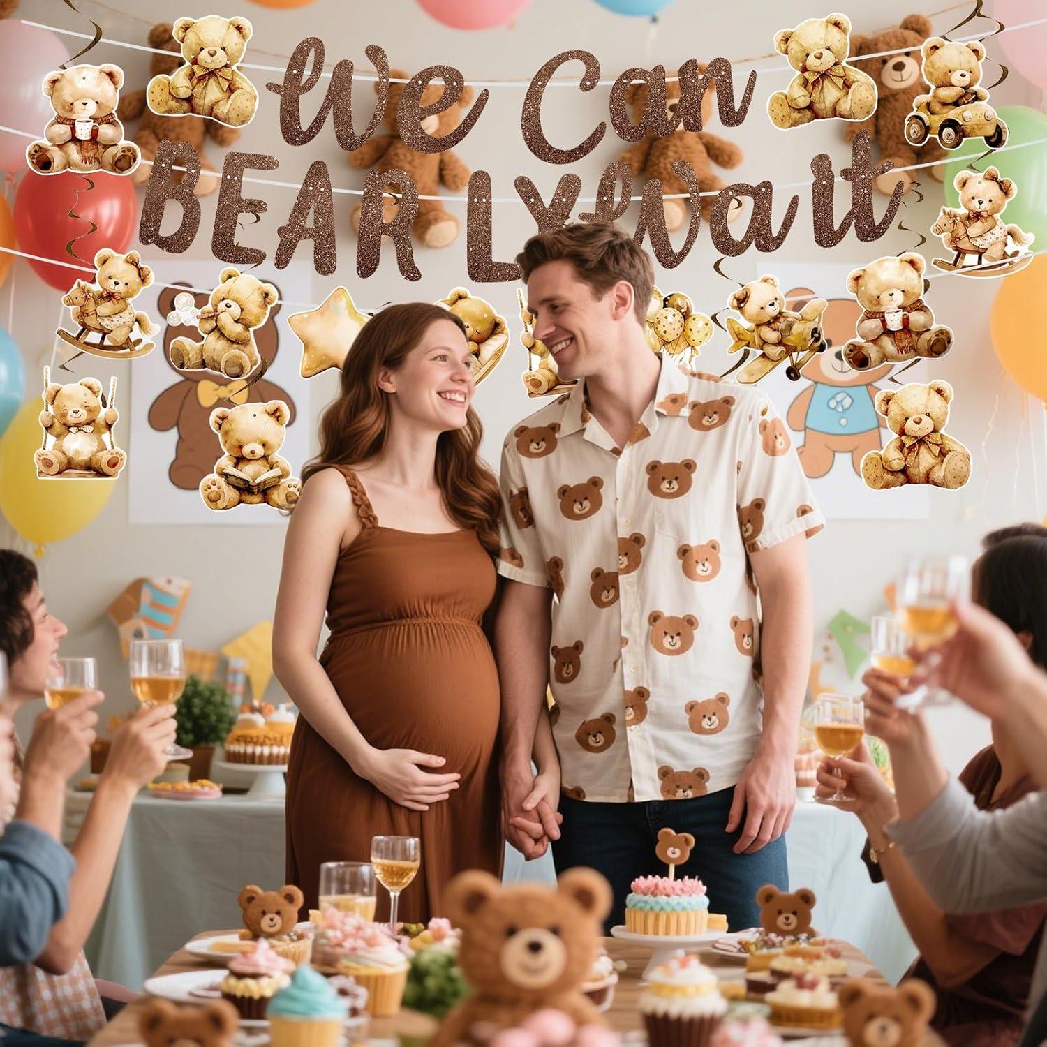 Decoración Baby Shower Oso Marrón We Can Bearly Wait - Guirnalda