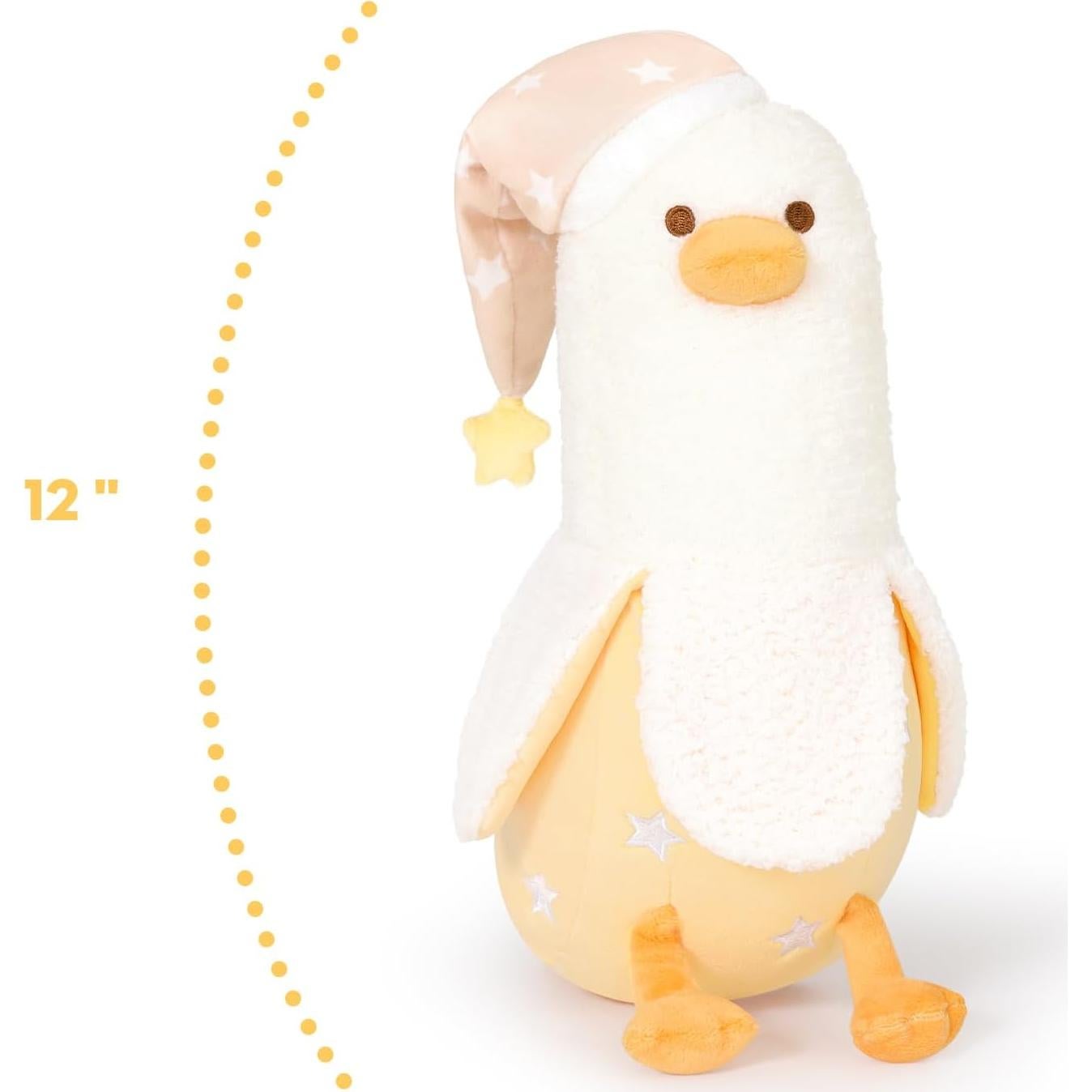 Almohada de Felpa Pato de Plátano Peach Cat 30 cm Blanco Amarillo