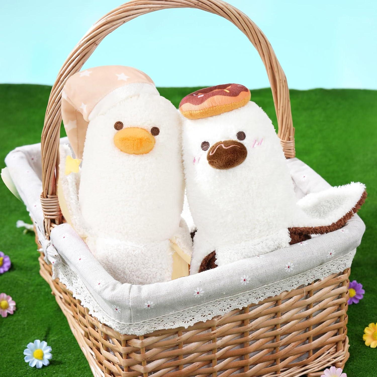 Almohada de Felpa Pato de Plátano Peach Cat 30 cm Blanco Amarillo