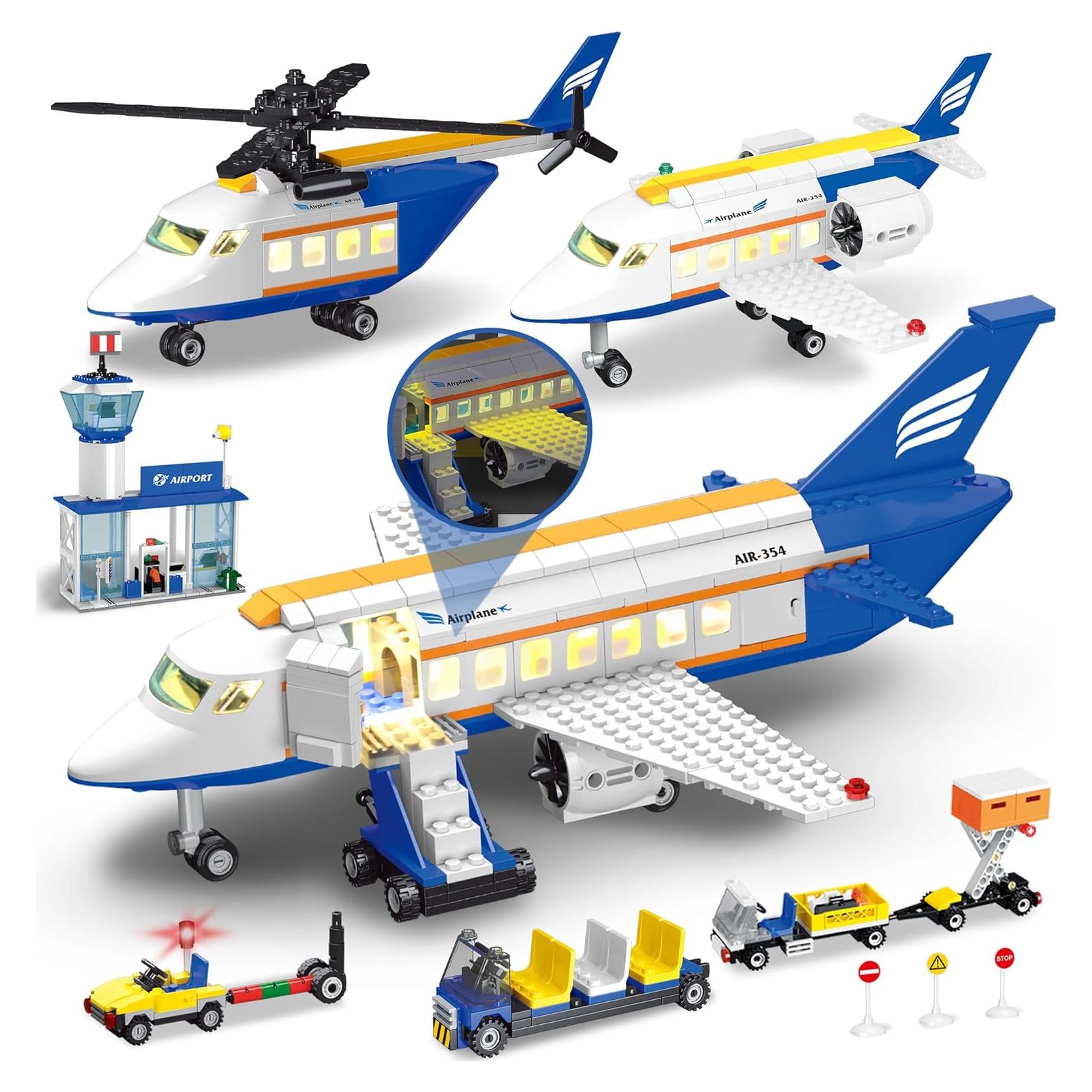 Juego de Construcción de Aviones 3 en 1 AKWME con Luz LED