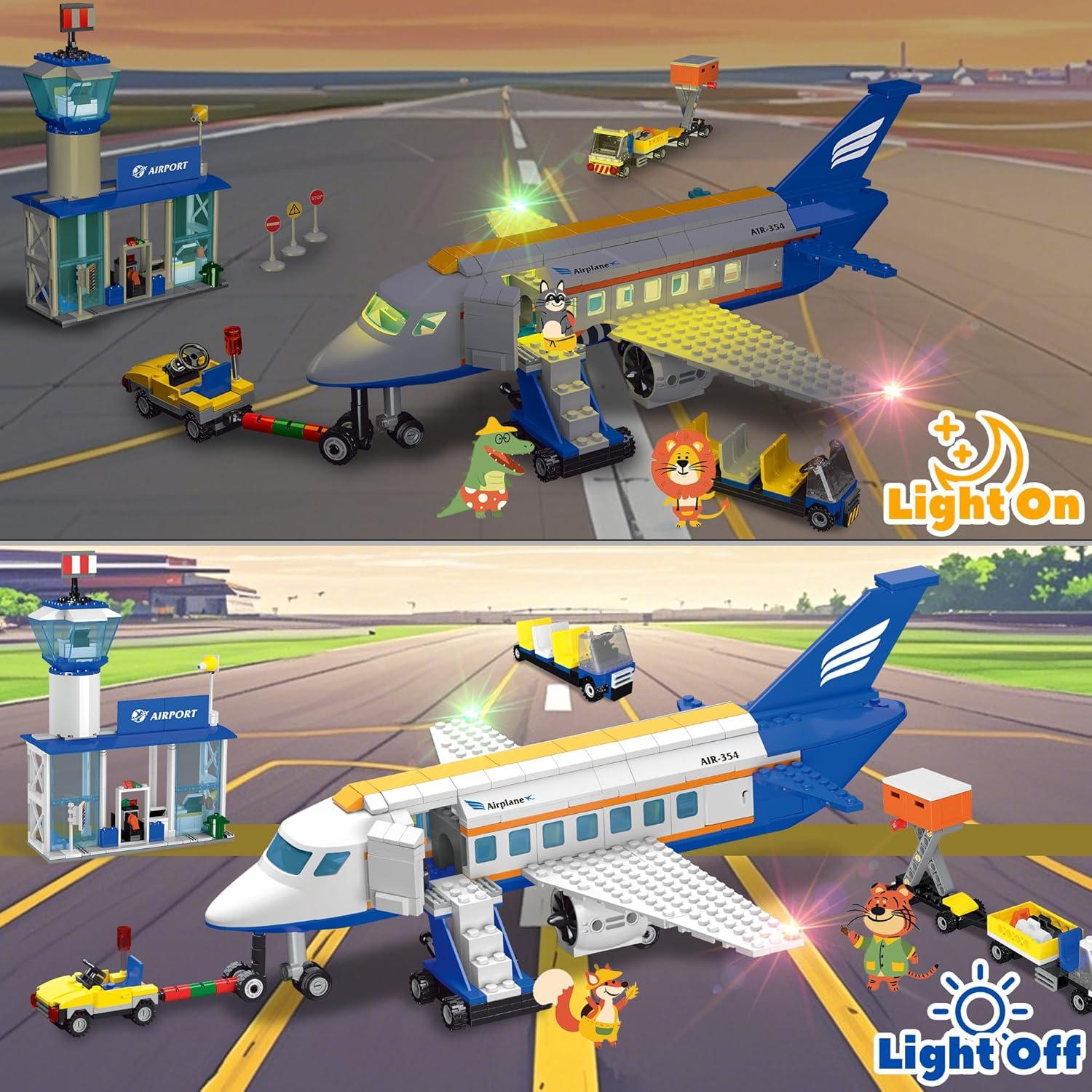 Juego de Construcción de Aviones 3 en 1 AKWME con Luz LED